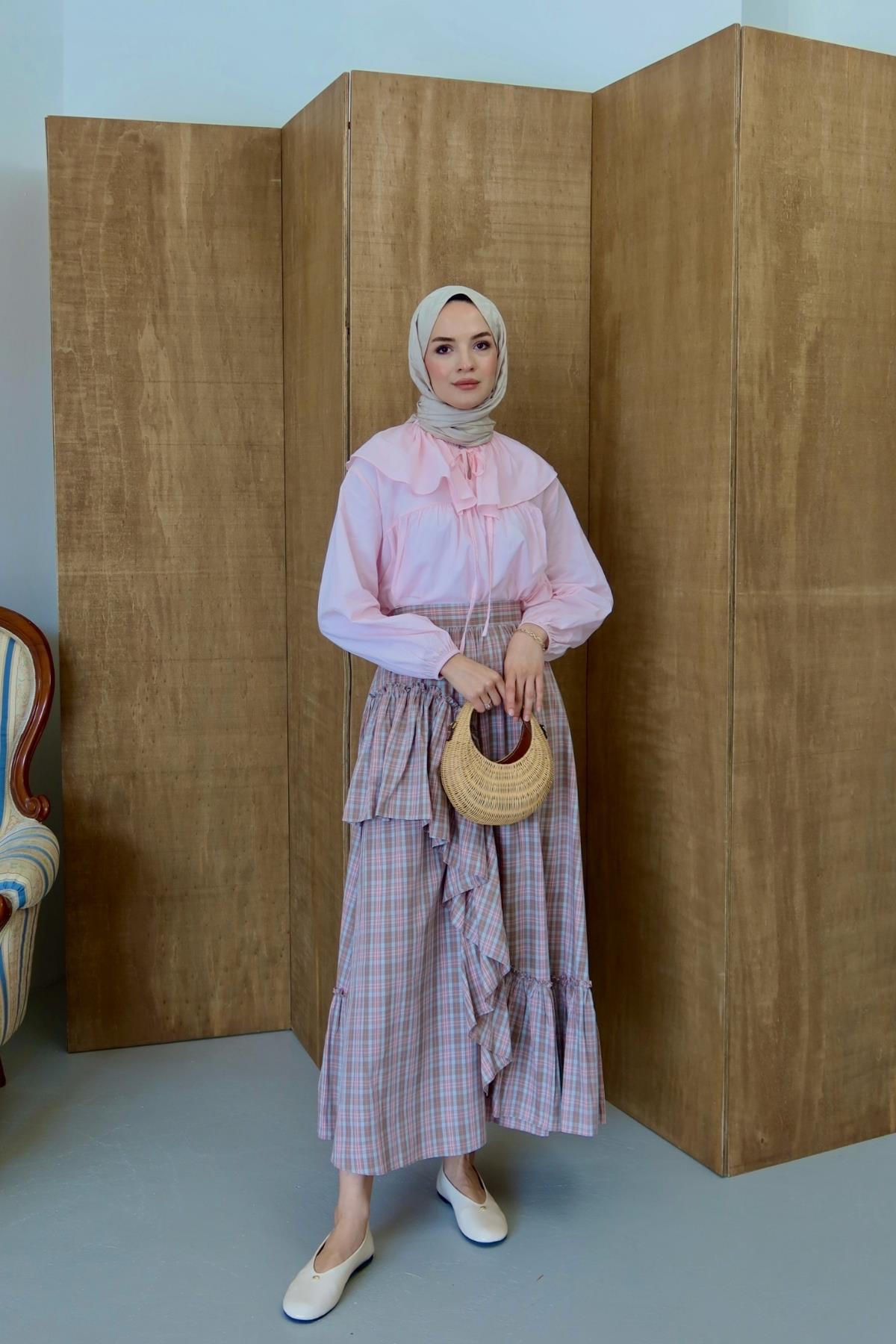 Lidya Ekose Etekli Takım Pembe