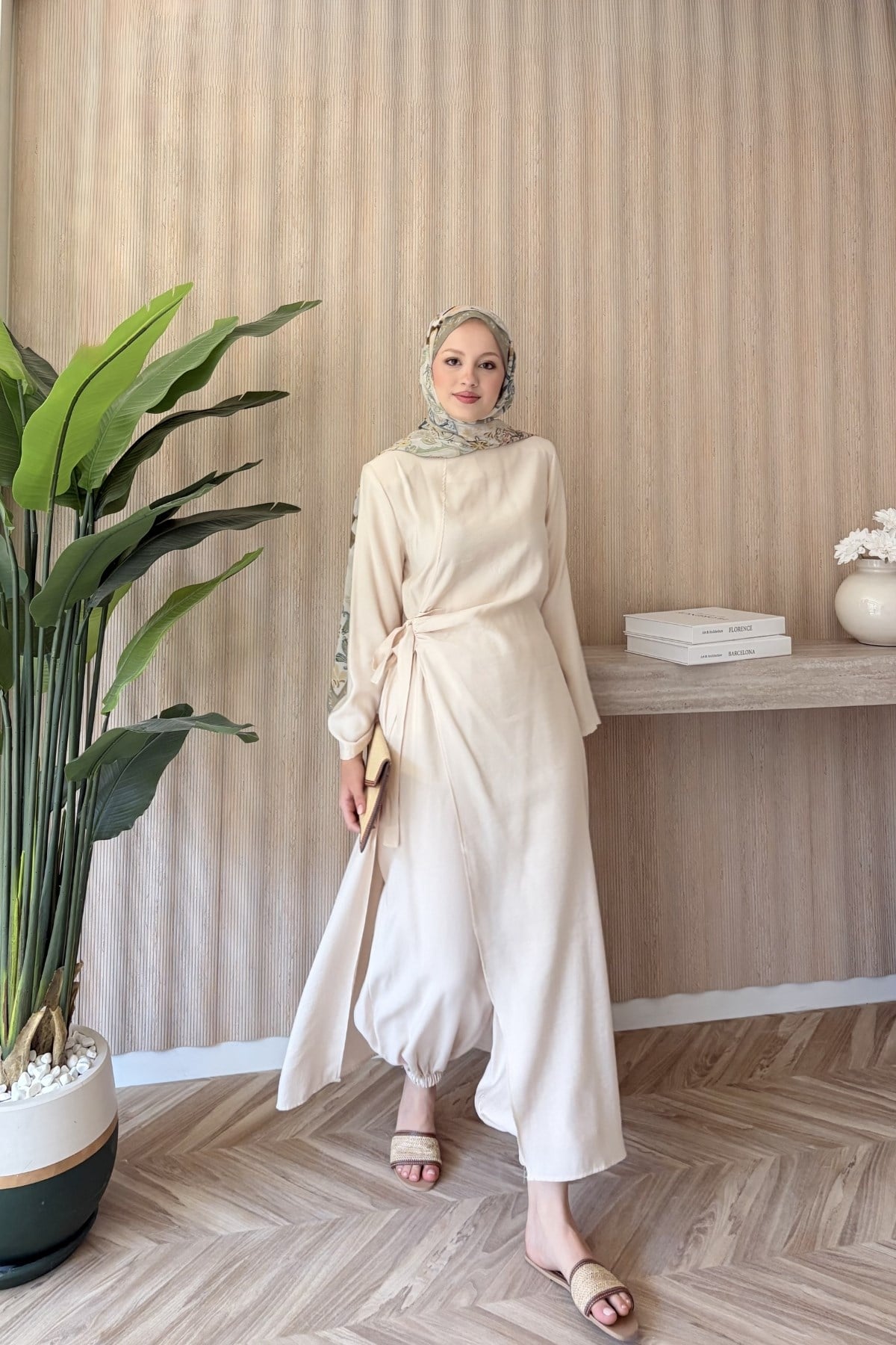 Nua Keten Şalvarlı Takım Natural