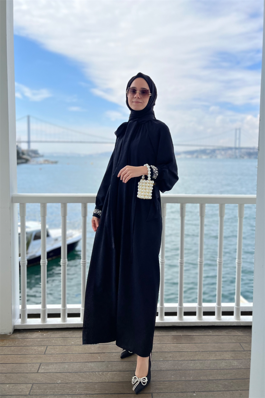 Parla İncili Elbise Siyah