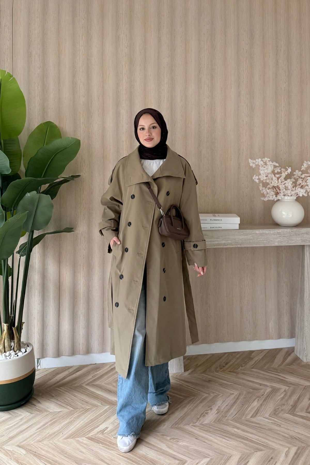 Premium Oversize Trençkot Vizon