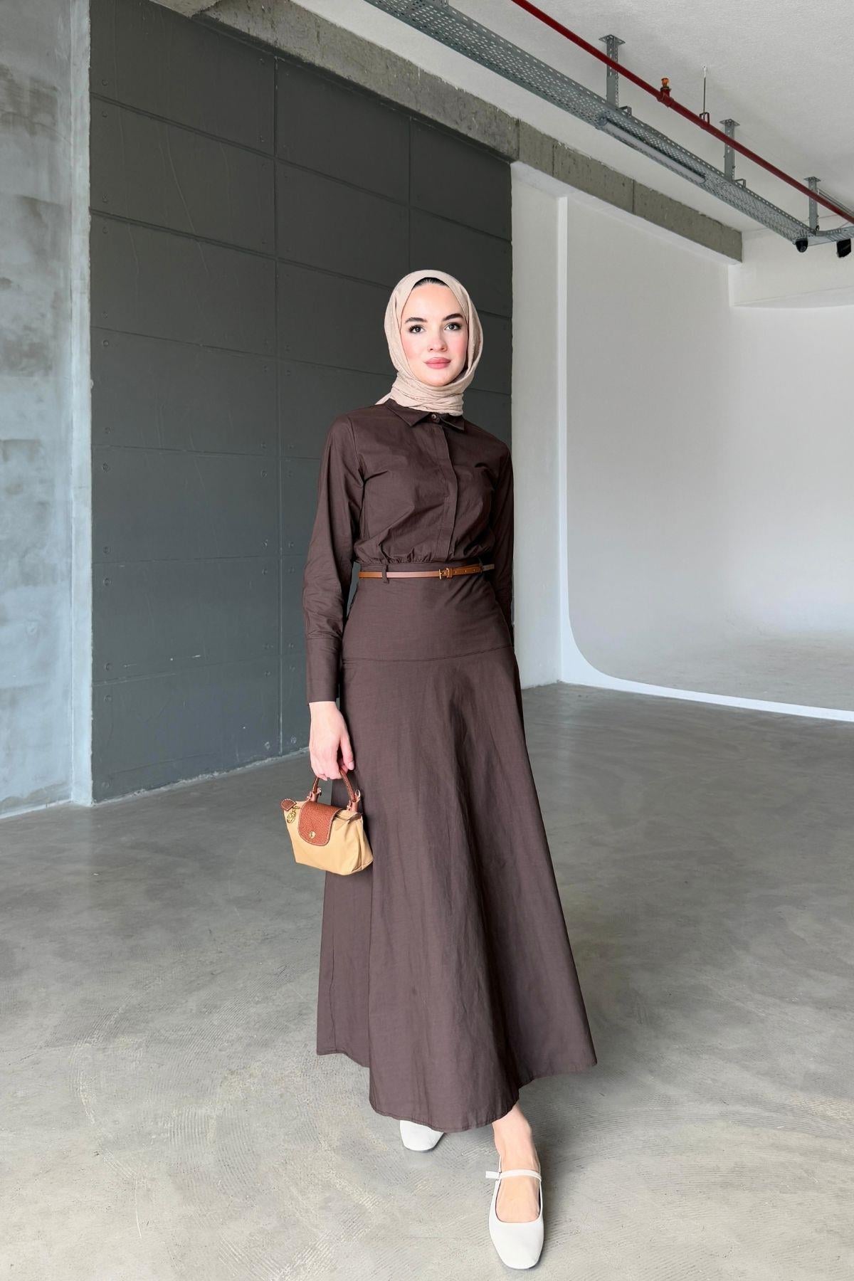 Sara Elbise Kahverengi