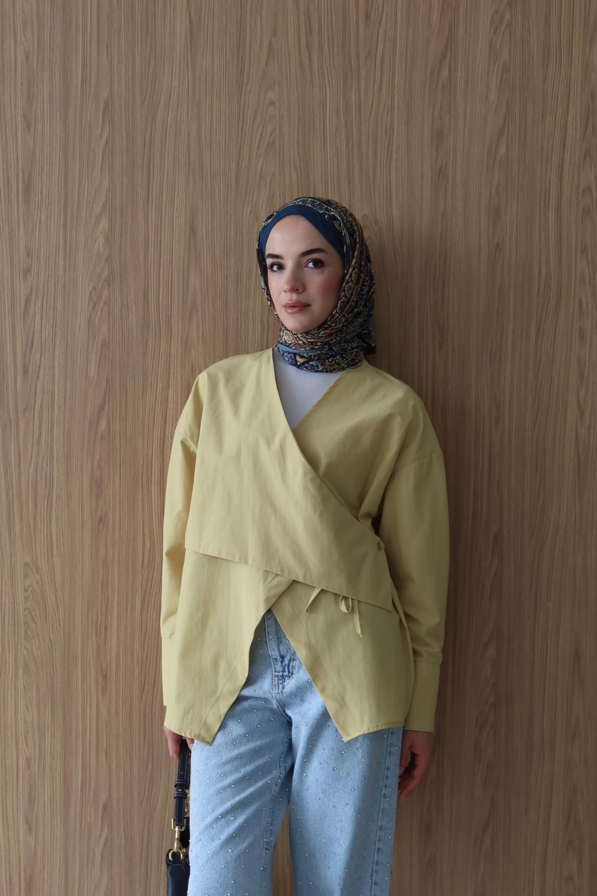 Sara Poplin Gömlek Yağ Yeşili