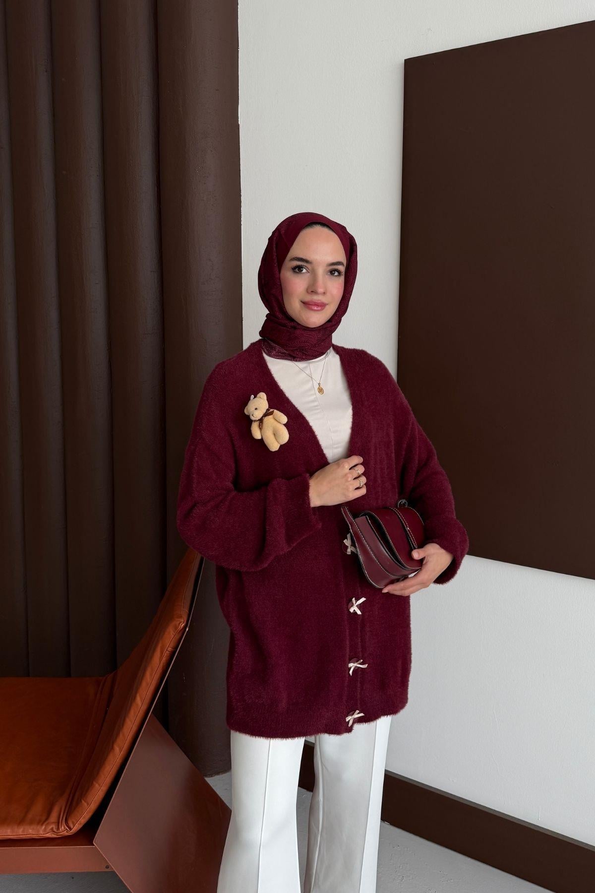 Teddy Hırka Bordo