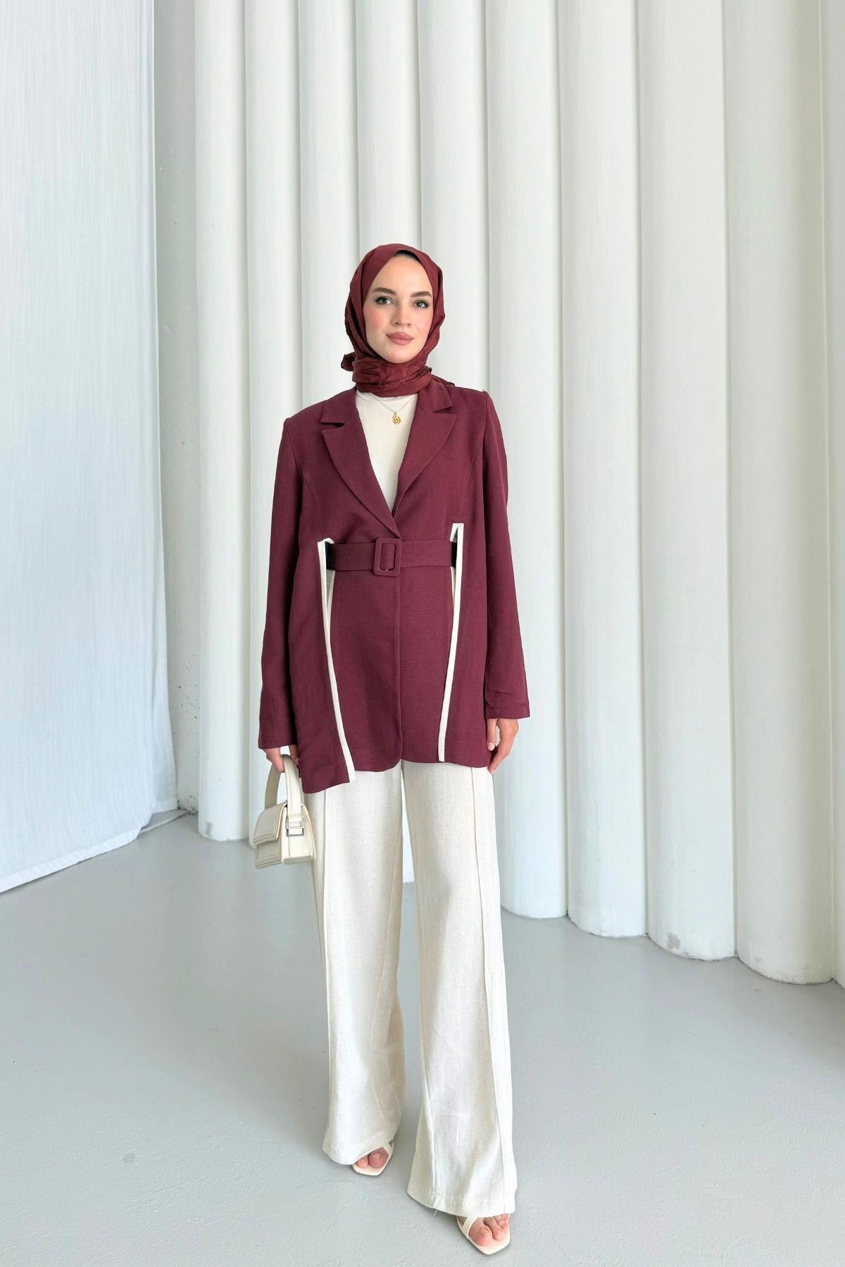 Zella Keten Ceketli Takım Bordo