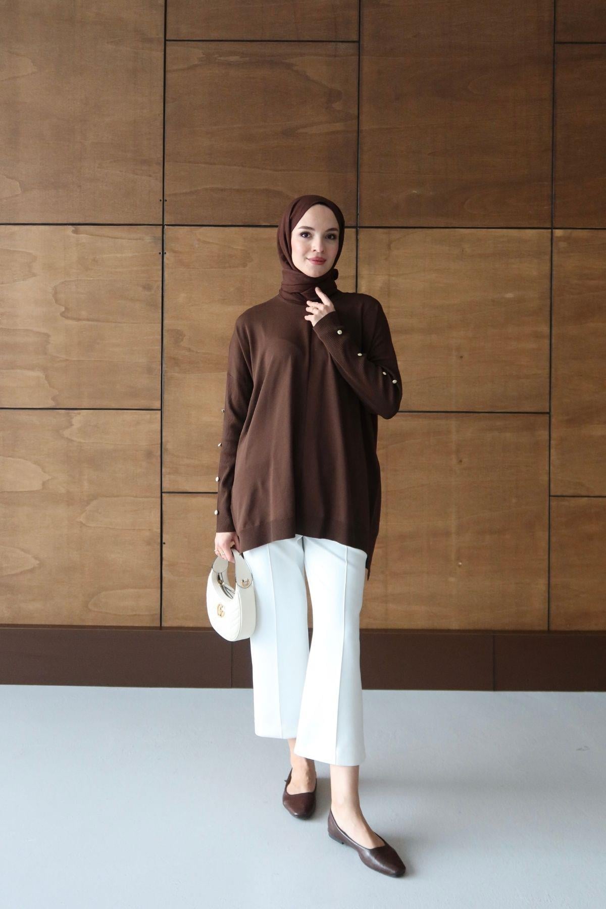 Zra Model Triko Tunik Kahverengi