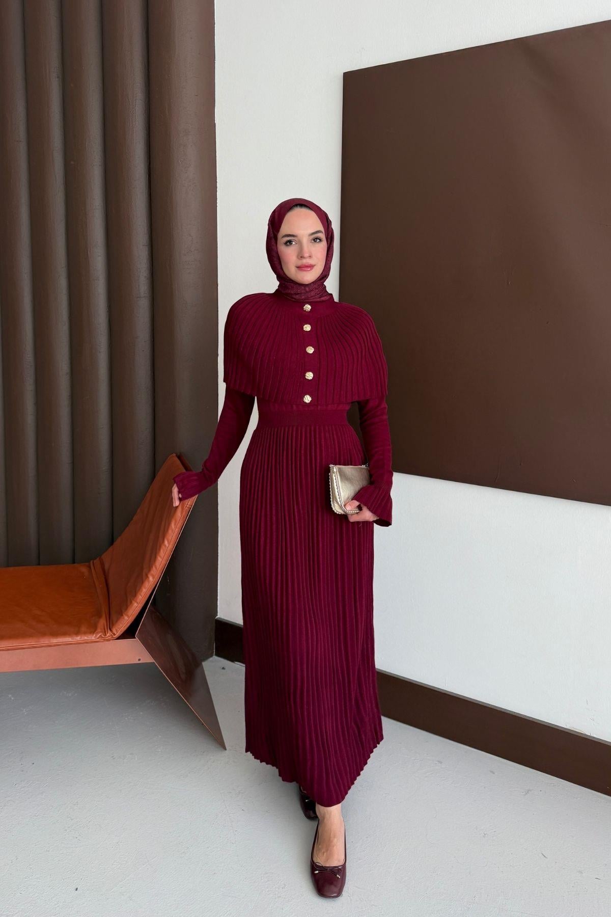 Arin Triko Elbise Bordo