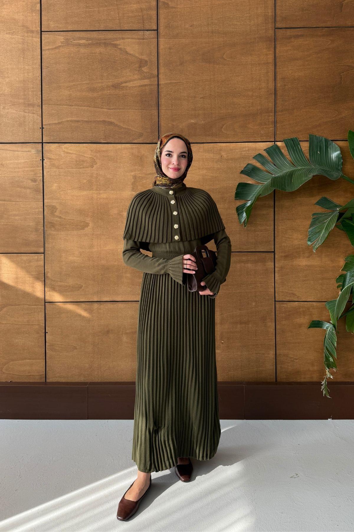 Arin Triko Elbise Haki