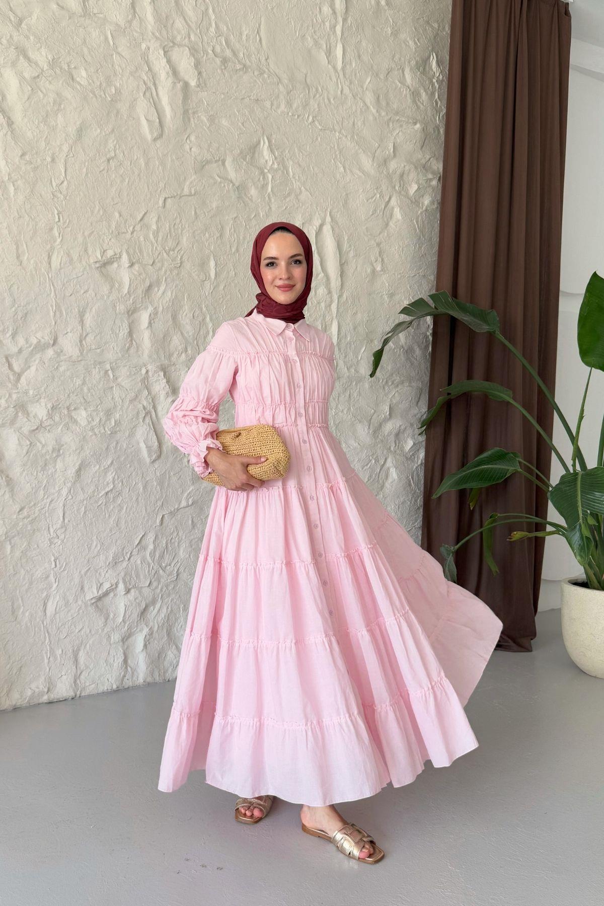 Carel Vual Elbise Pembe