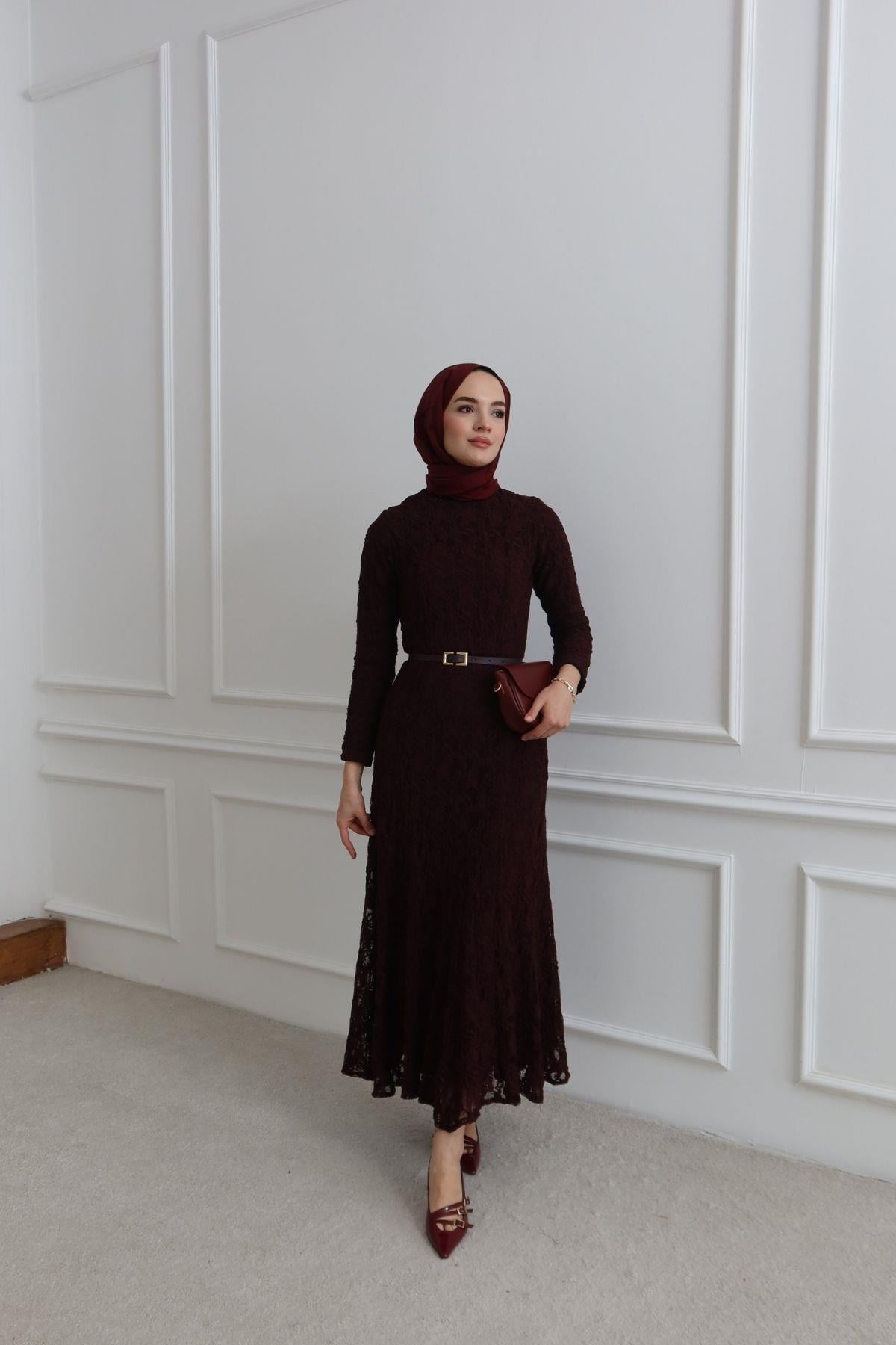 Cosmos Dantelli Elbise Bordo