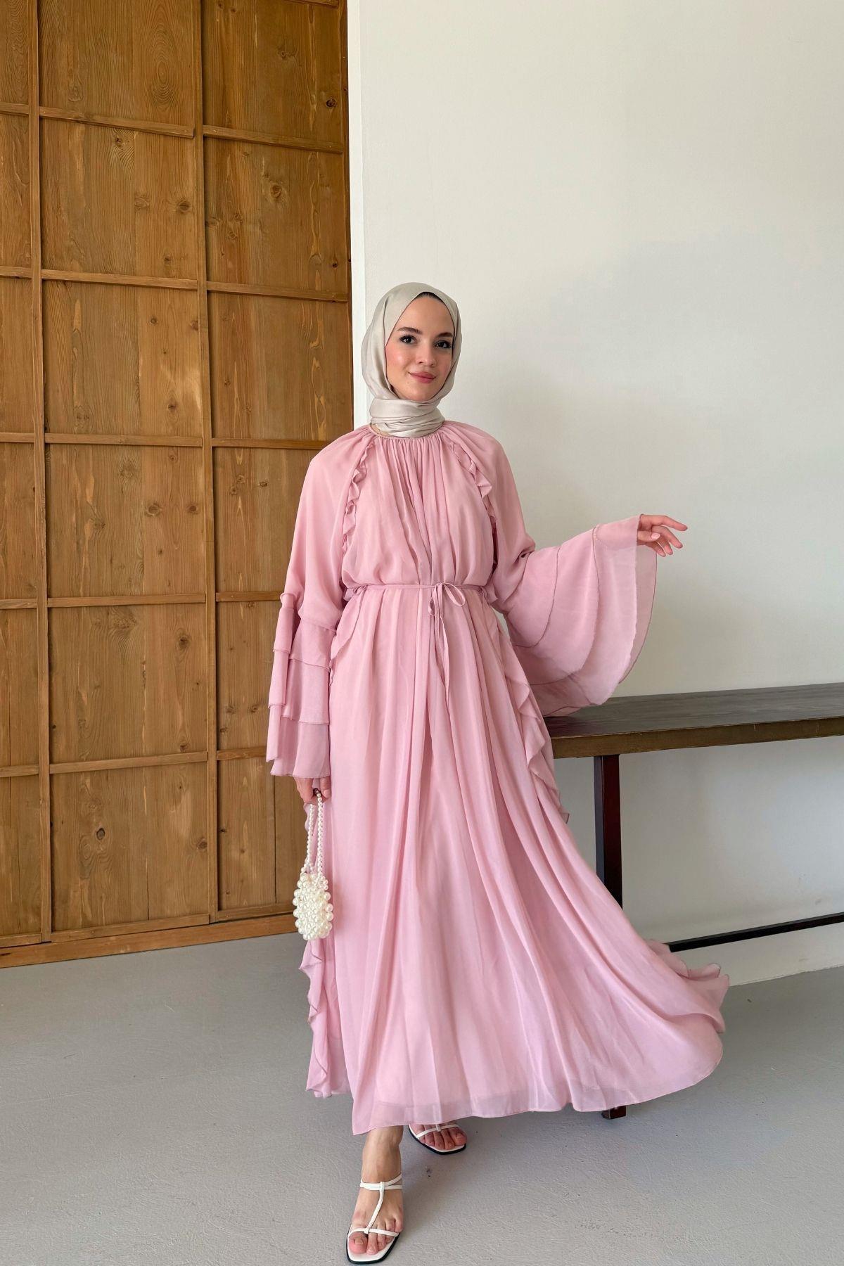 Dessa Şifon Elbise Pembe