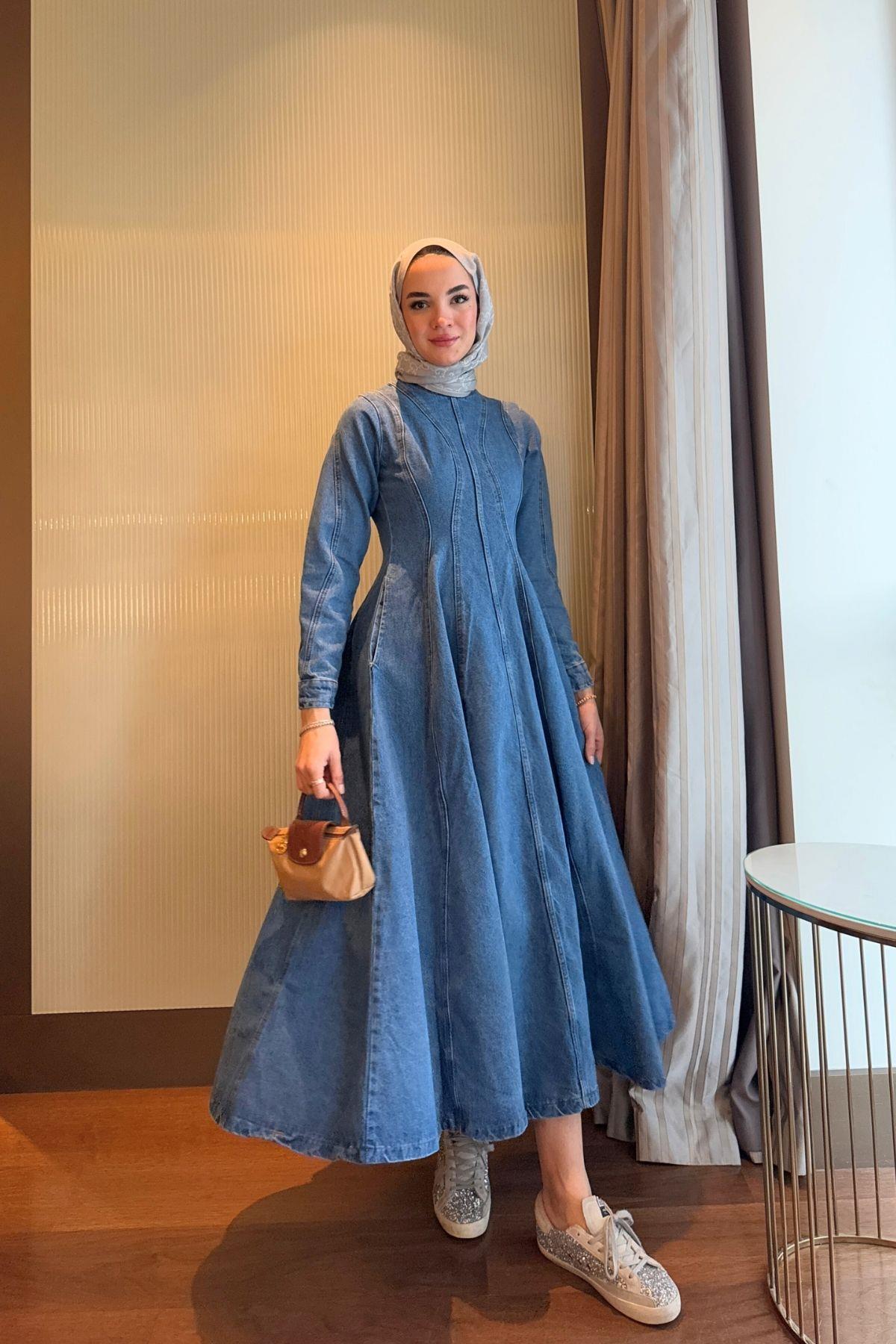 Eva Denim Elbise Açık Mavi