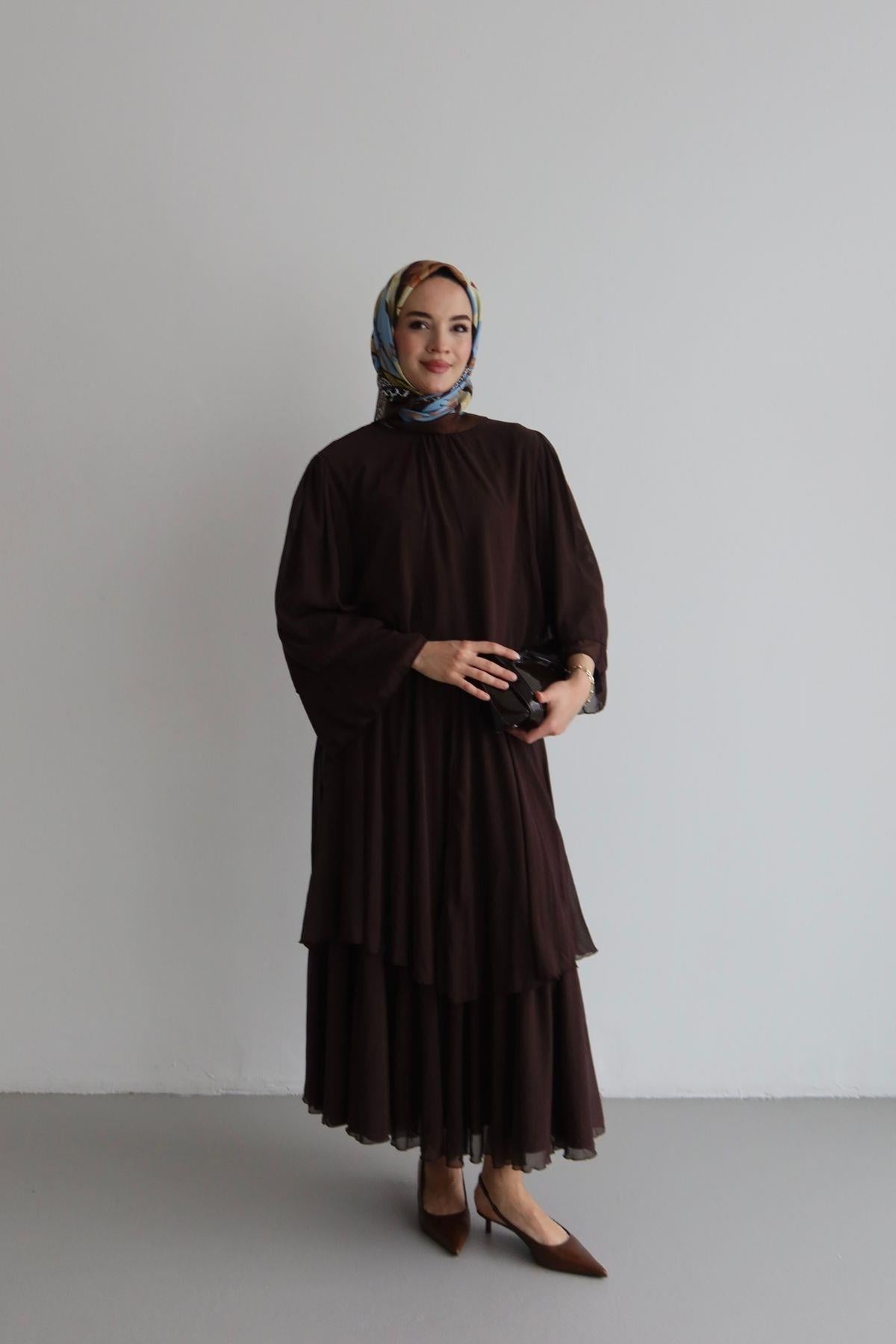 Farah Şifon Takım Kahverengi