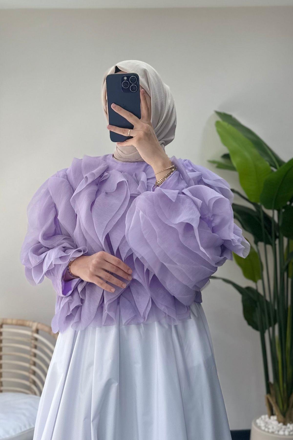 Fırfırlı Bluz Lila