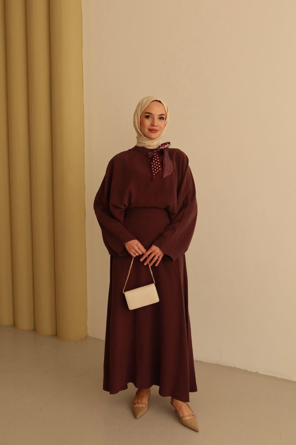 Kendy Fular Detaylı Takım Bordo