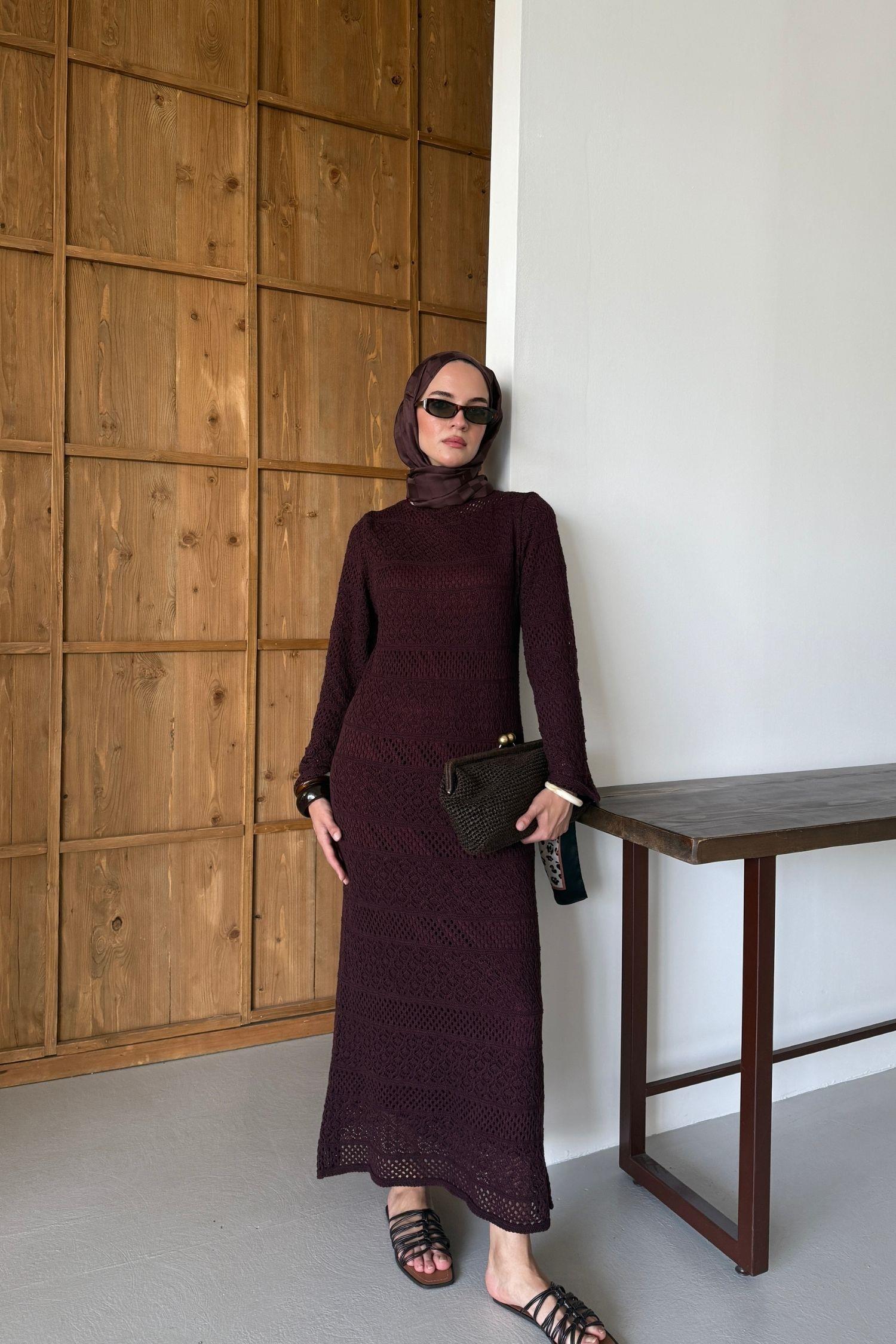 Lisa Ajurlu Elbise Bordo