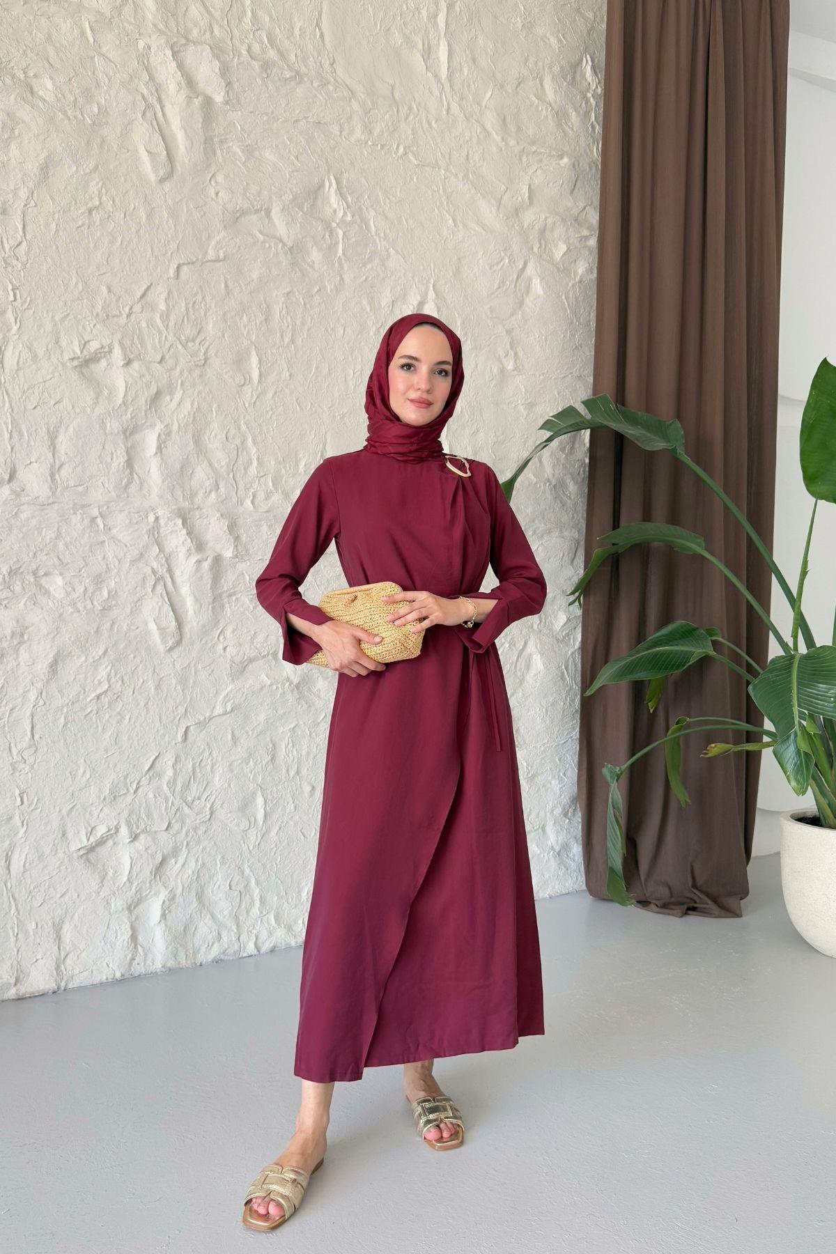 Lola Tokalı Elbise Bordo