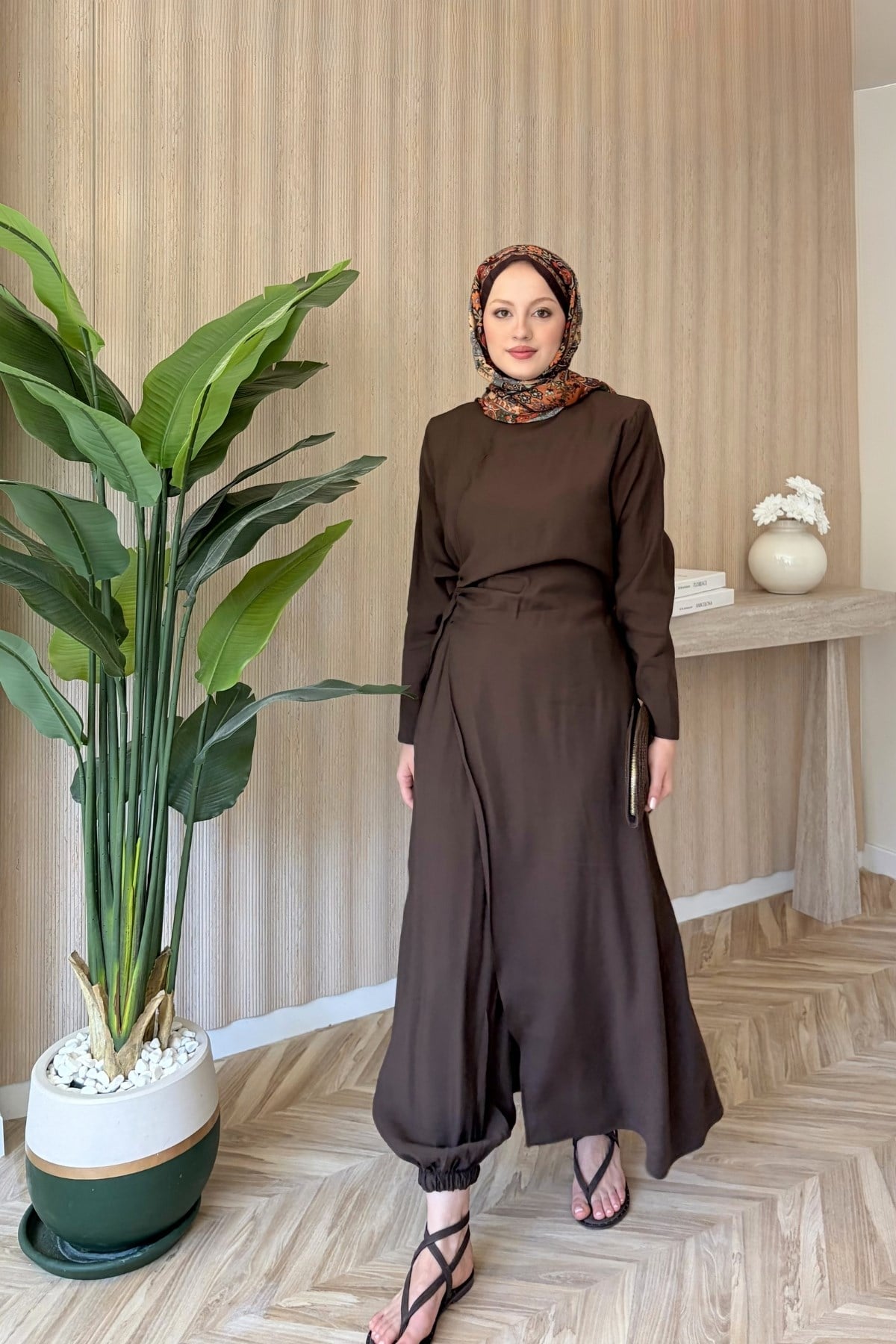 Nua Keten Şalvarlı Takım Kahverengi