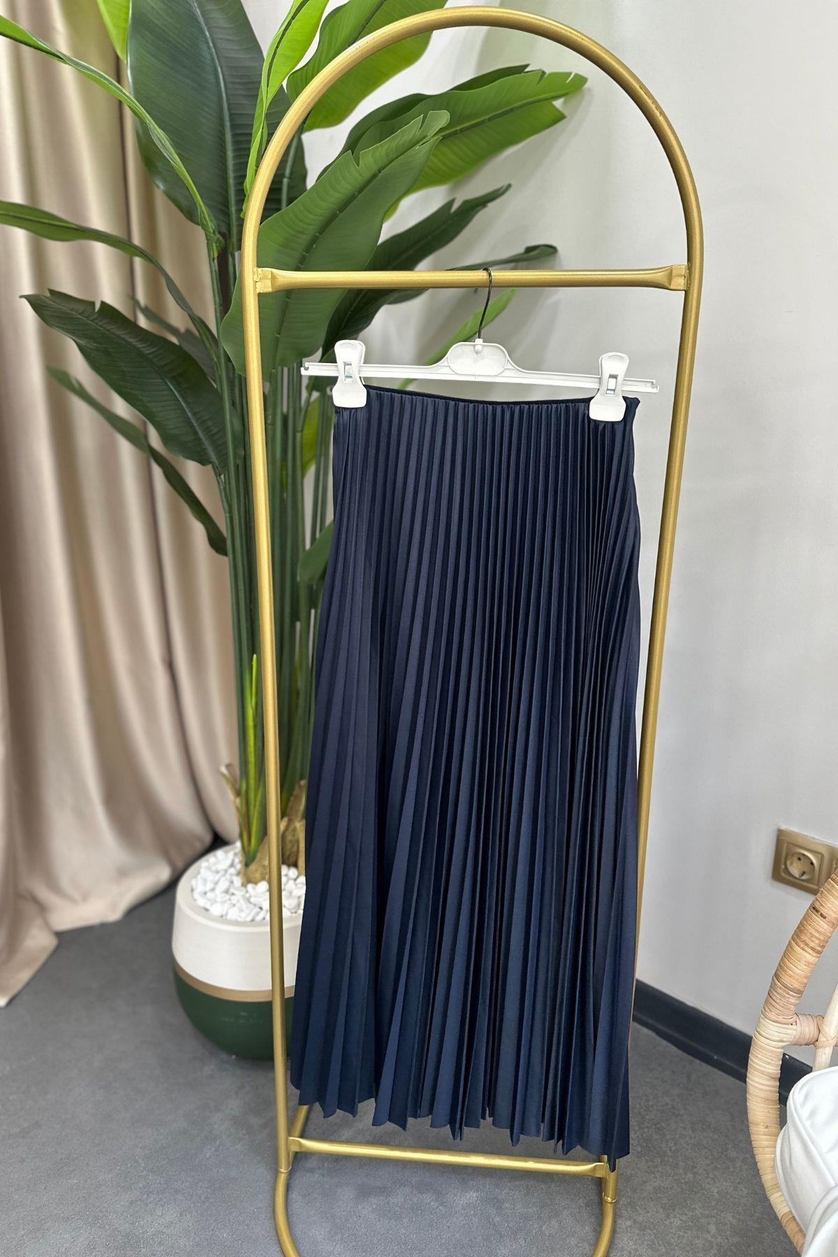 Piliseli Etek-Lacivert