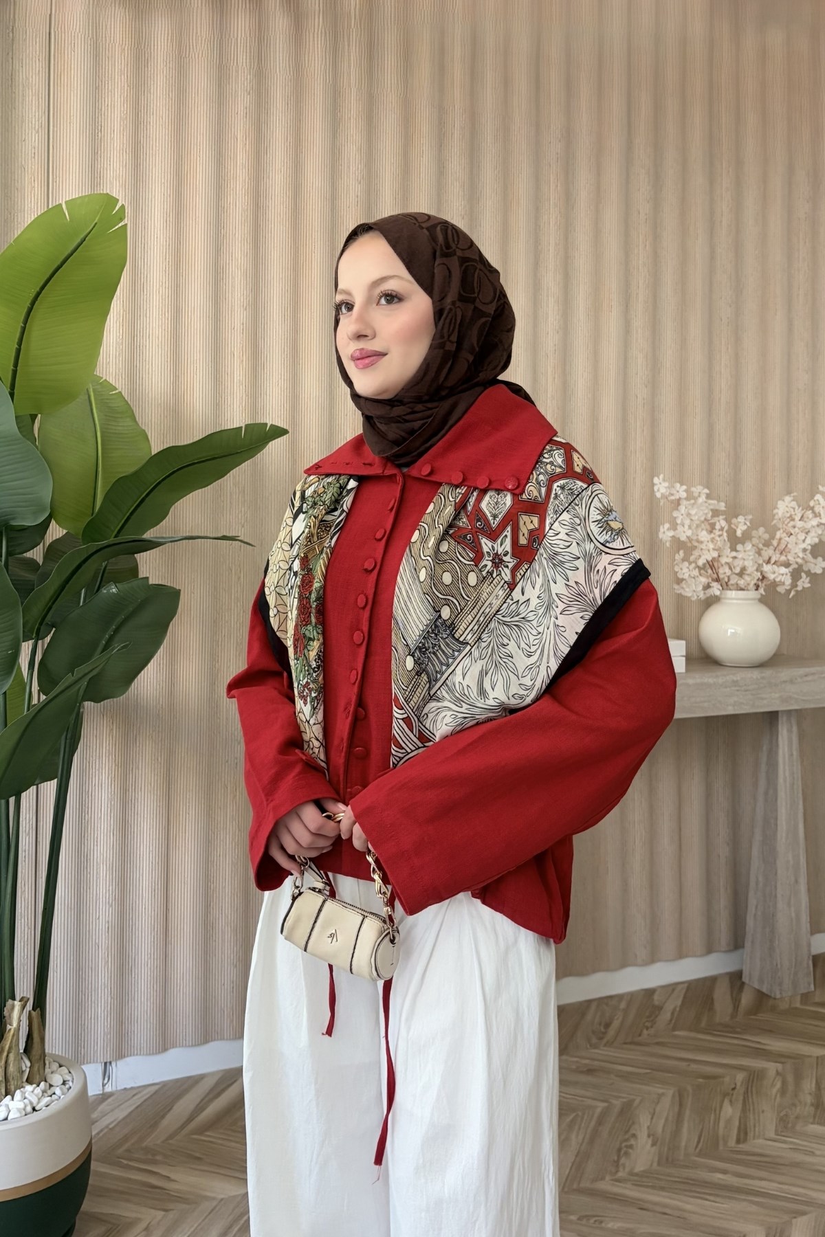 Ria Keten Düğmeli Ceket Kırmızı