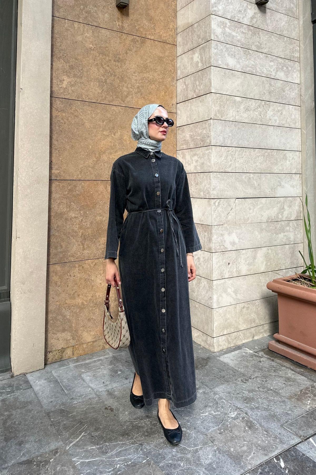 Rodi Denim Elbise Siyah