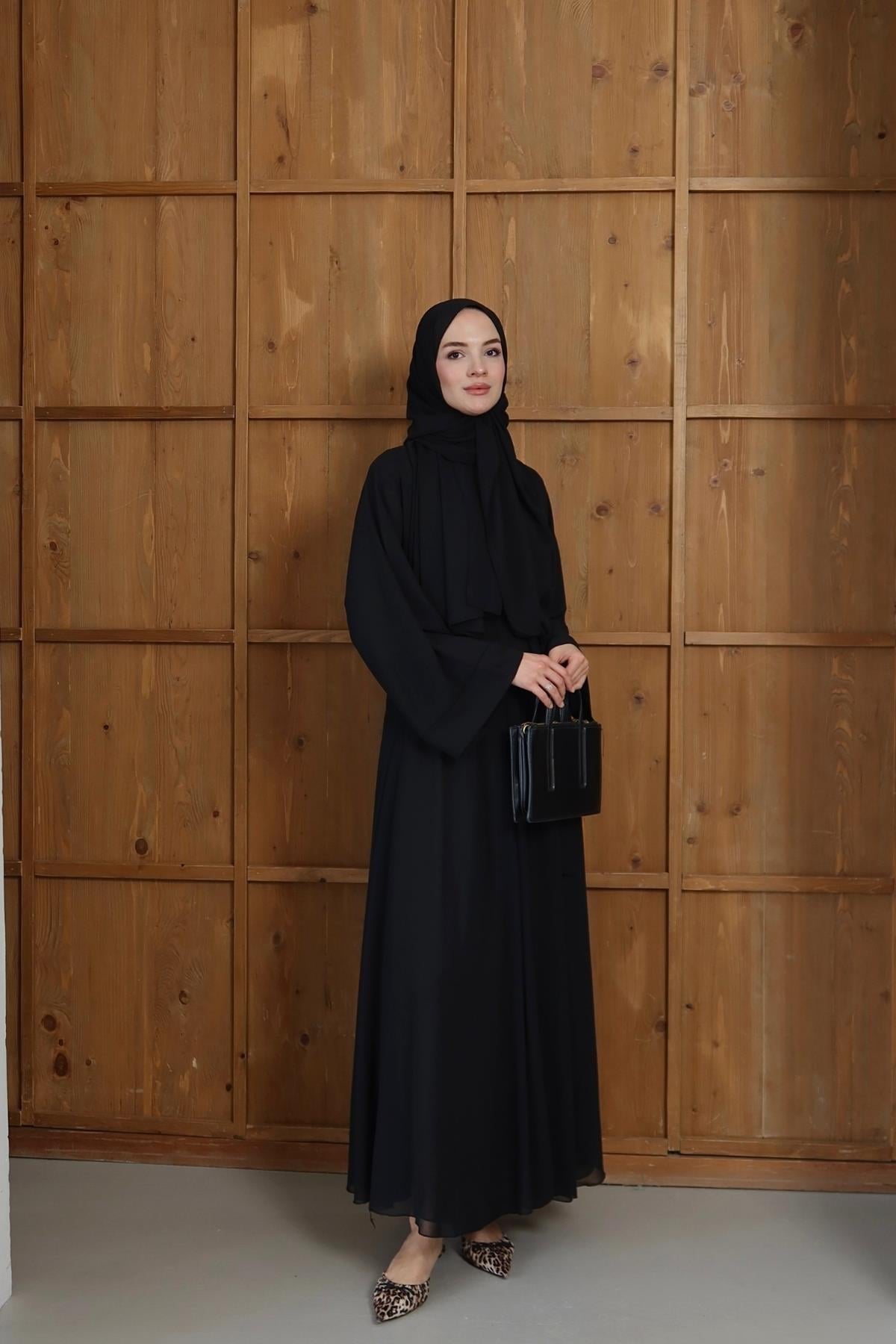 Royal Şallı Abaya Siyah