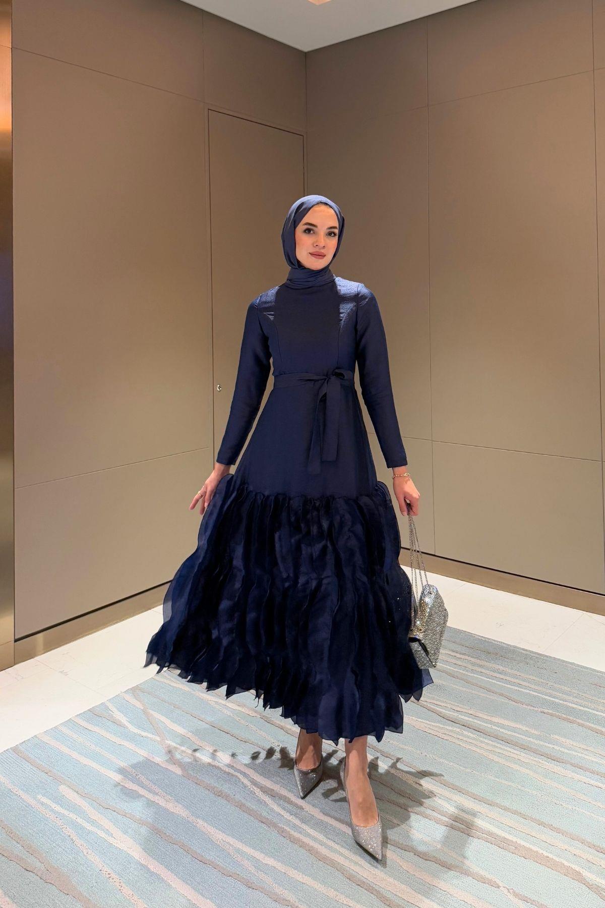 Roza Elbise Lacivert
