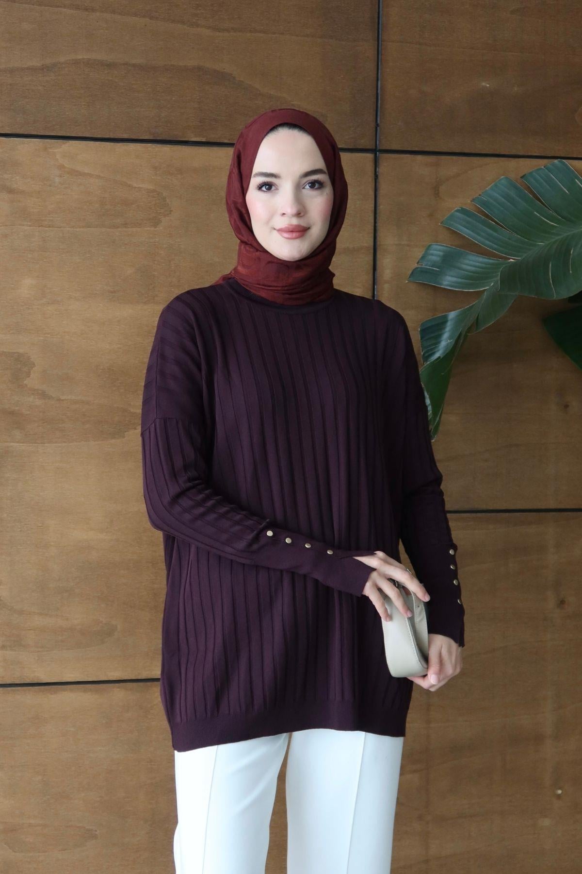 Tina Basic Triko Tunik Mürdüm