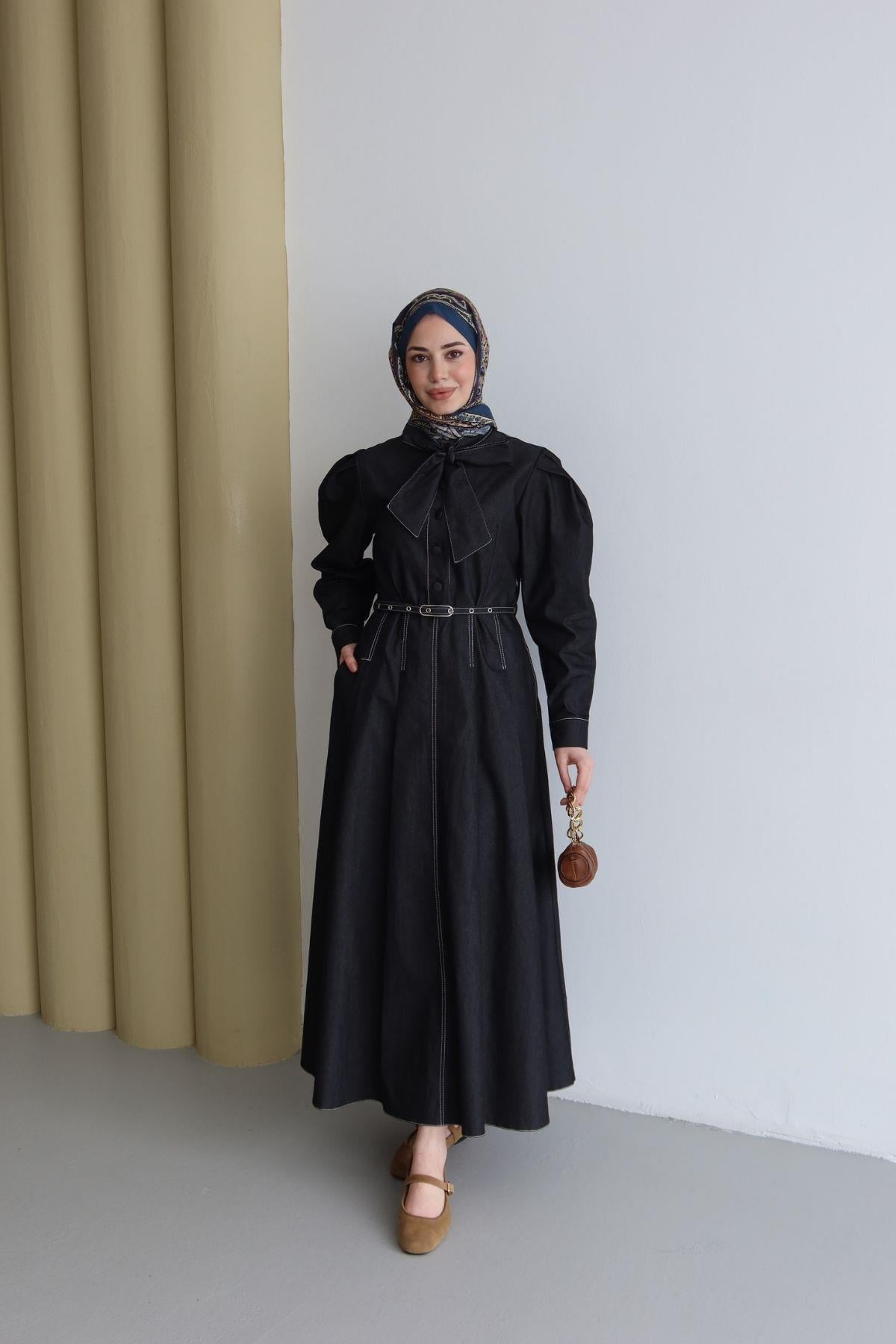 Vera Denim Elbise Lacivert