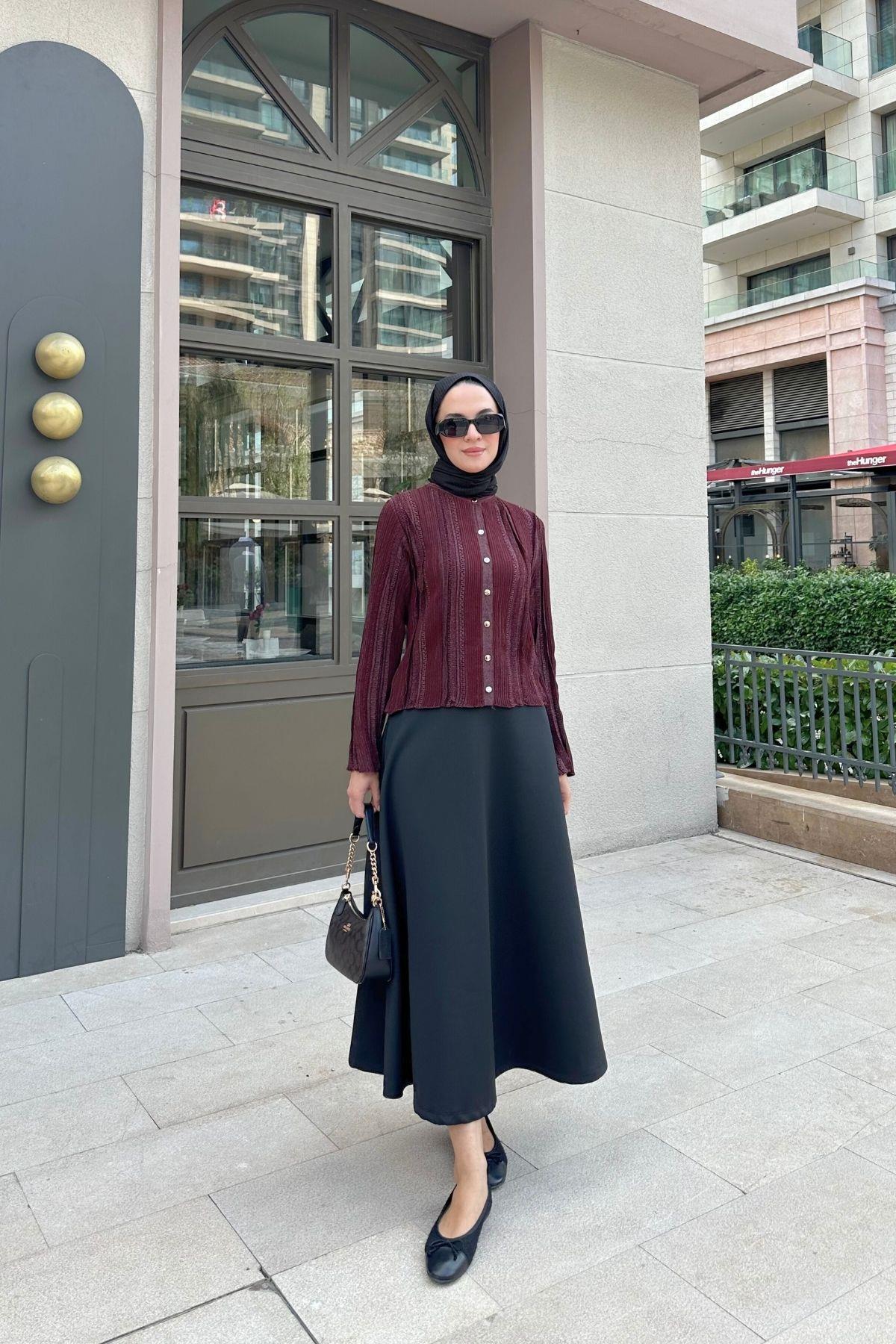 Vera Simli Hırka Bordo