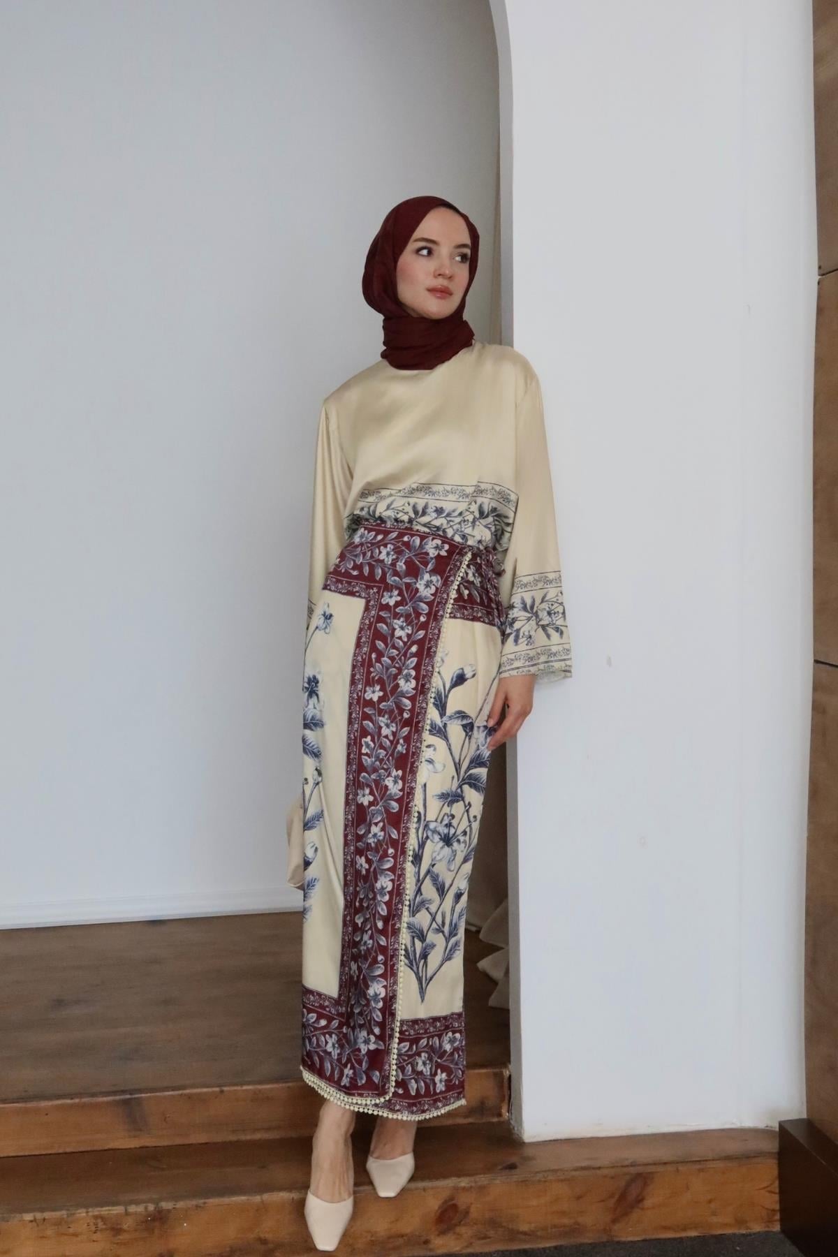 Zema Tasarım Etekli Takım Bordo