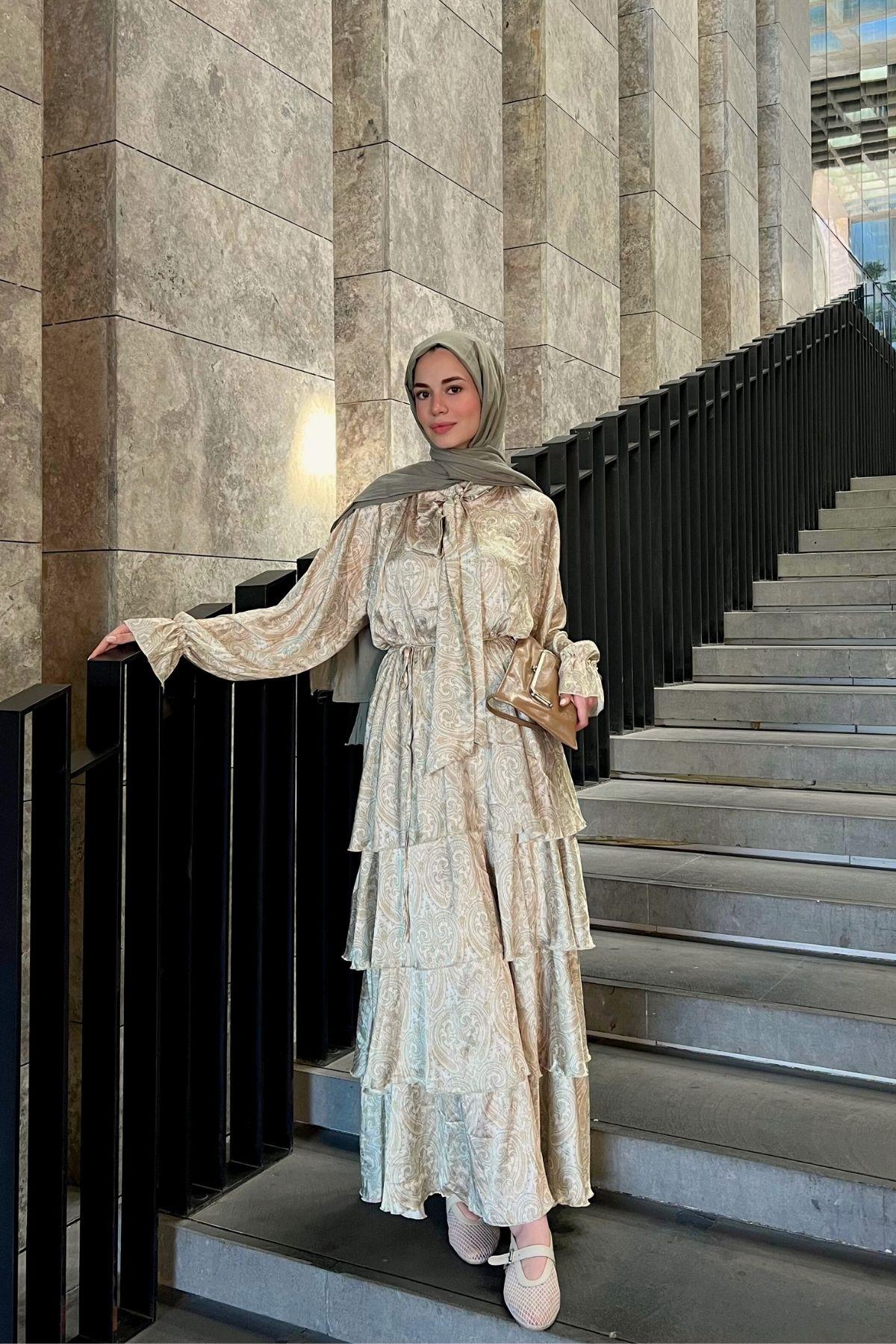 Zeya Saten Elbise Yeşil