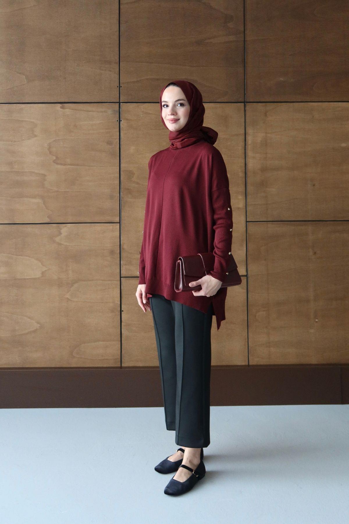 Zra Model Triko Tunik Bordo