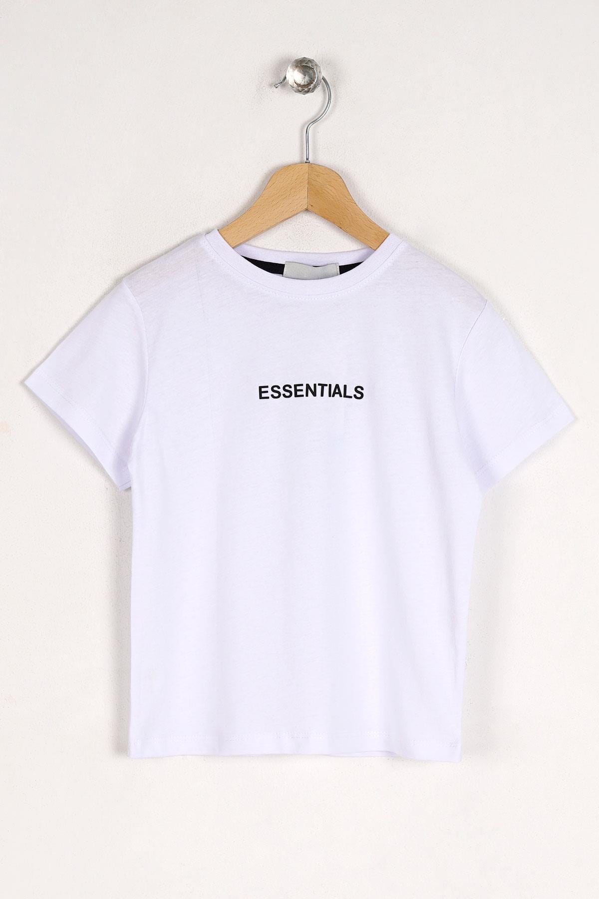 Bisiklet Yaka Baskılı Beyaz Renk Erkek Çocuk Tshirt