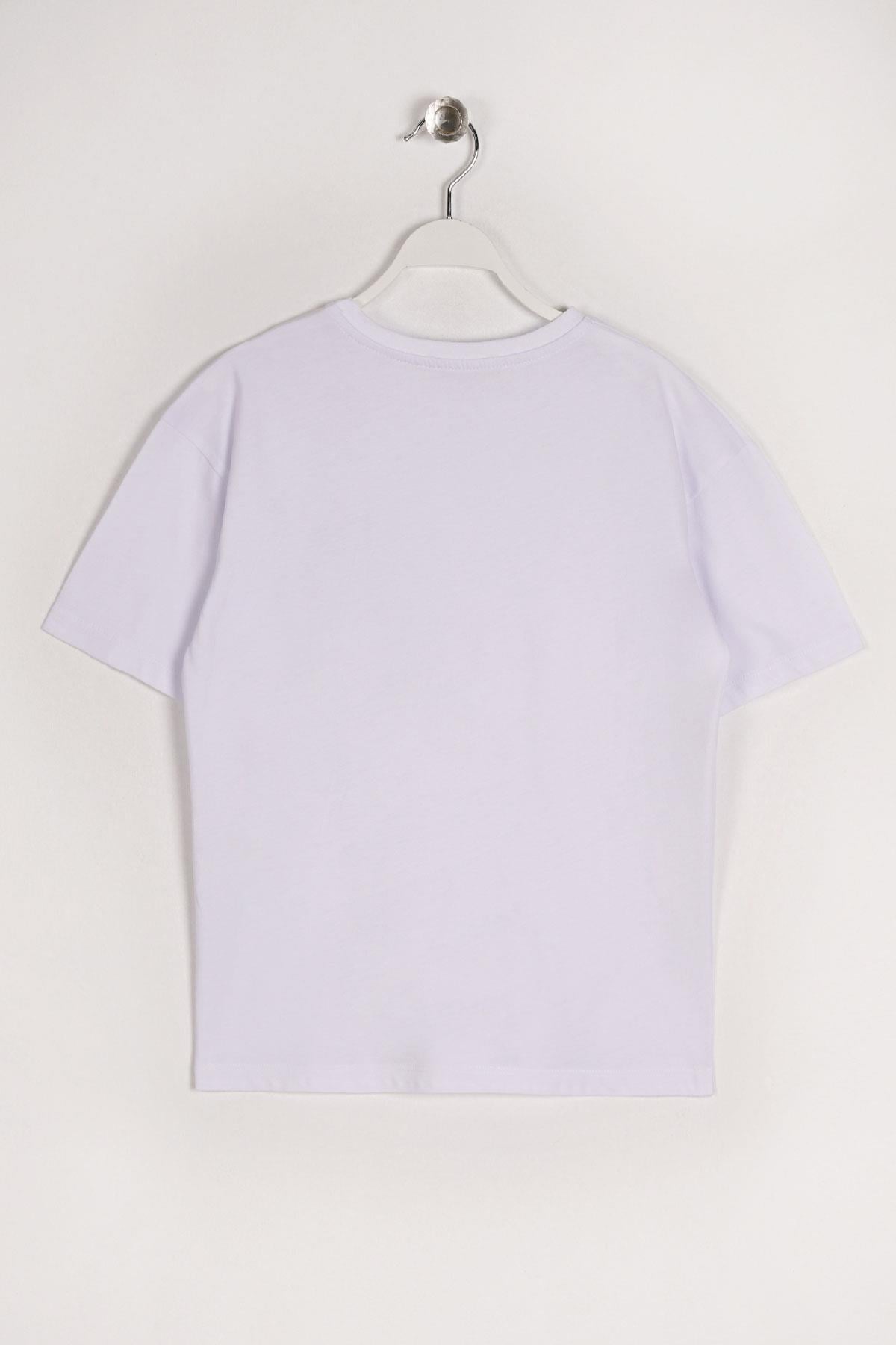 Bisiklet Yaka Kısa Kol Timeless Baskılı Beyaz Renk Erkek Çocuk Tshirt