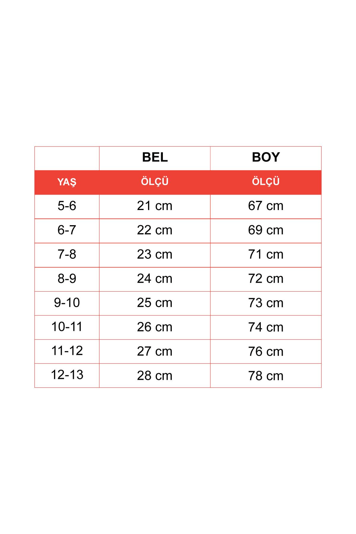 Yüksek Bel İspanyol Paça Fitilli Bej Renk Kız Çocuk Tayt
