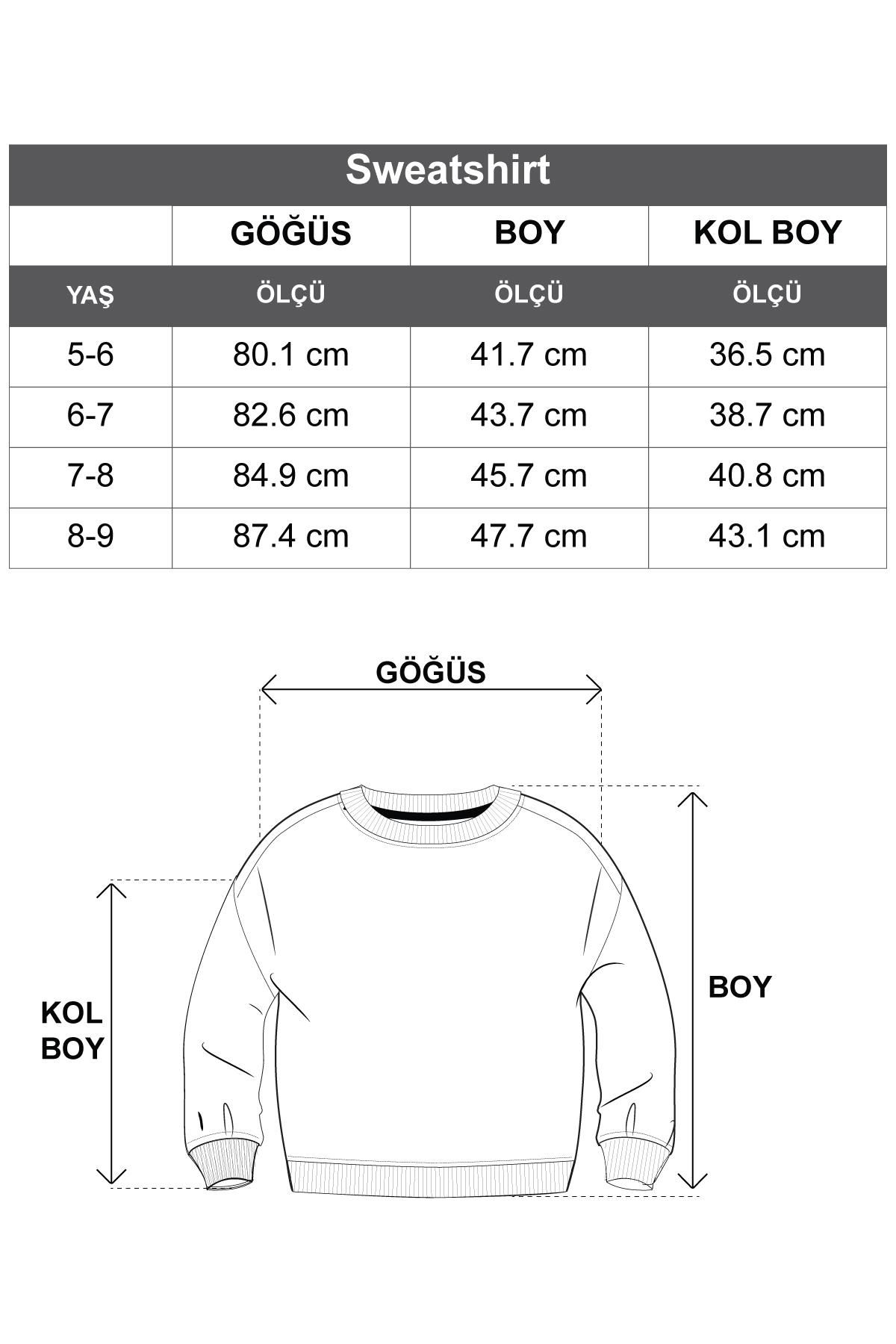 Bisiklet Yaka Uzun Kol Kalp Nakışlı Şardonlu Kız Çocuk Somon Renk Sweatshirt