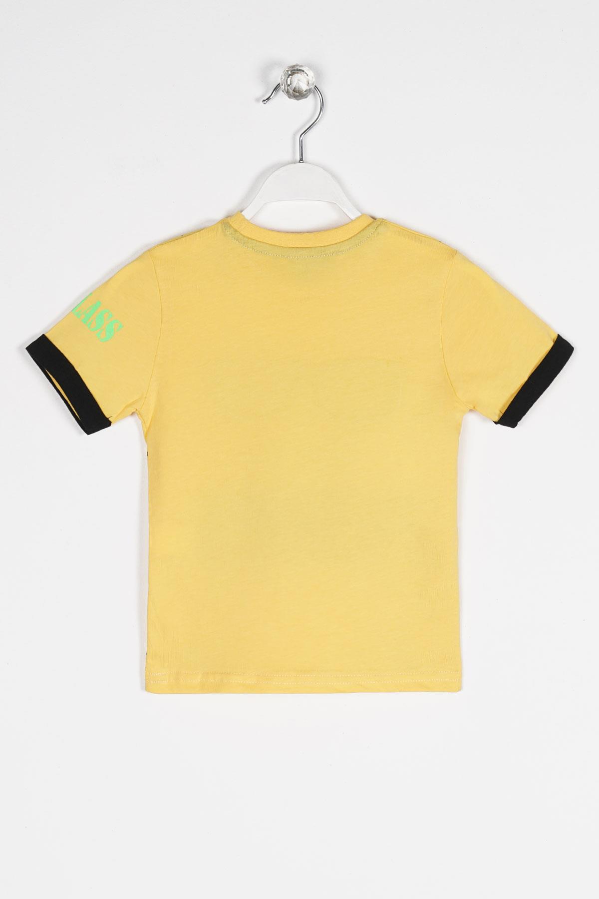 Bisiklet Yaka Kısa Kol Hardal Renk Erkek Çocuk Tshirt