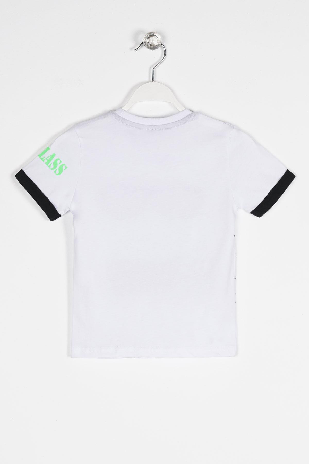 Bisiklet Yaka Kısa Kol Beyaz Renk Erkek Çocuk Tshirt