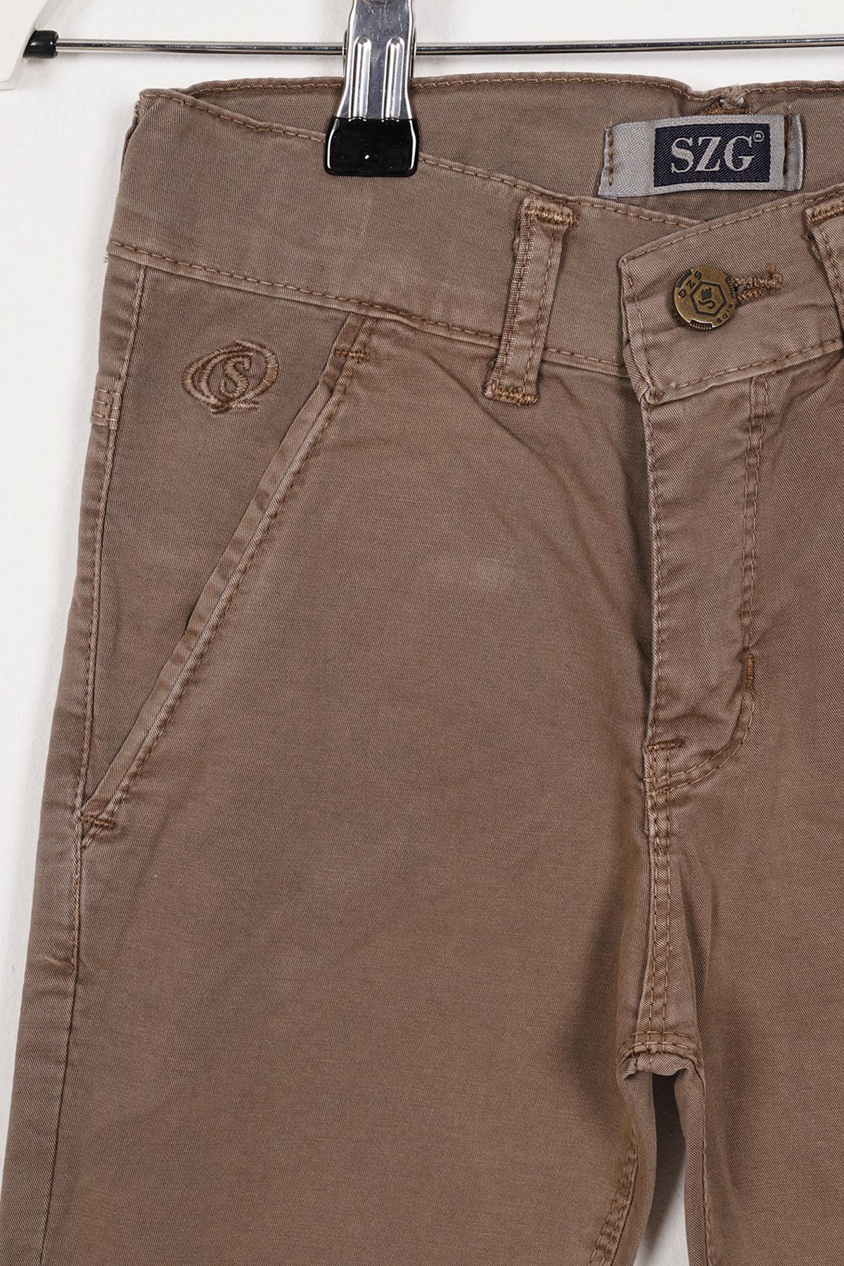 Slim Fit Toprak Renk Erkek Çocuk Gabardin Pantolon