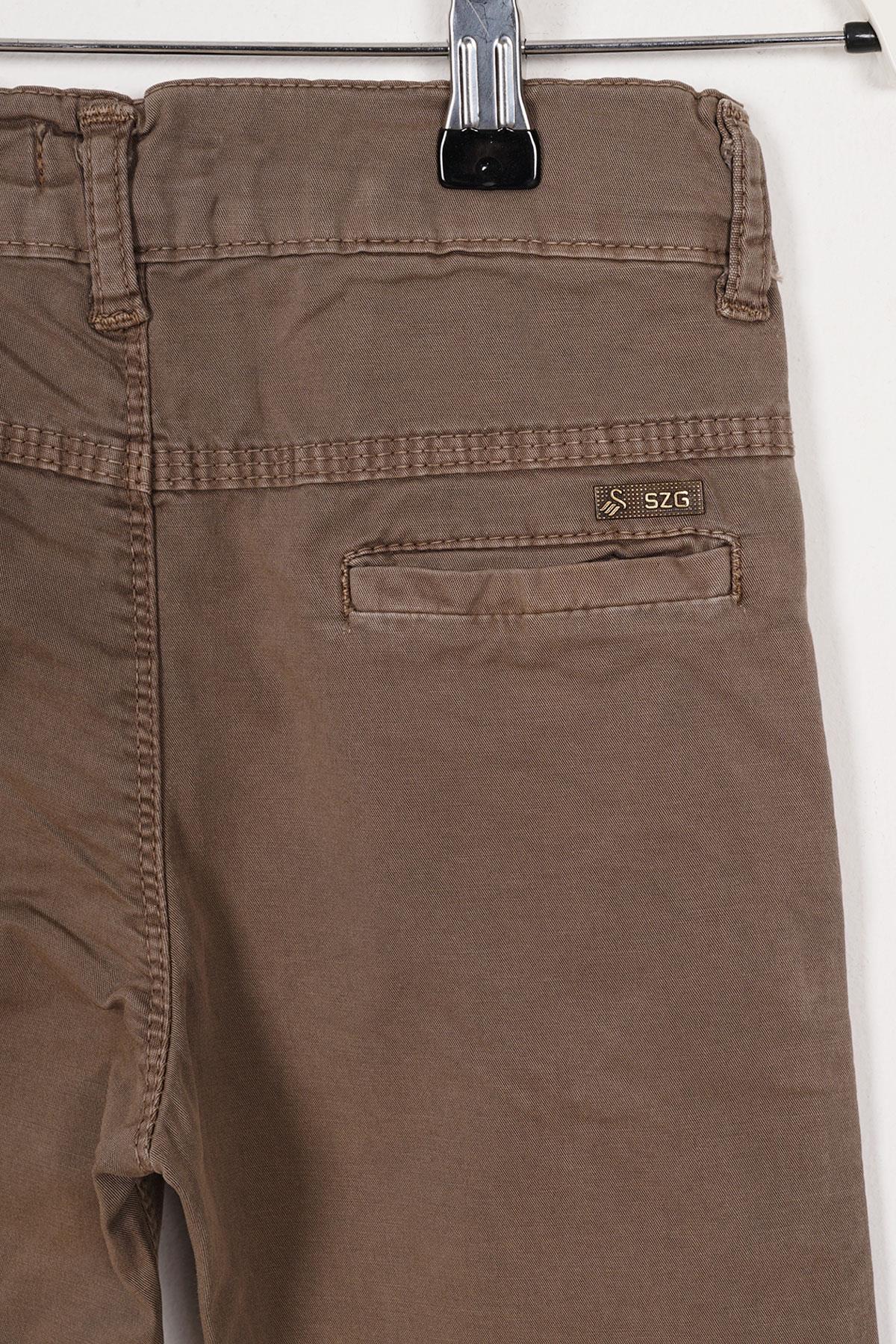 Slim Fit Toprak Renk Erkek Çocuk Gabardin Pantolon