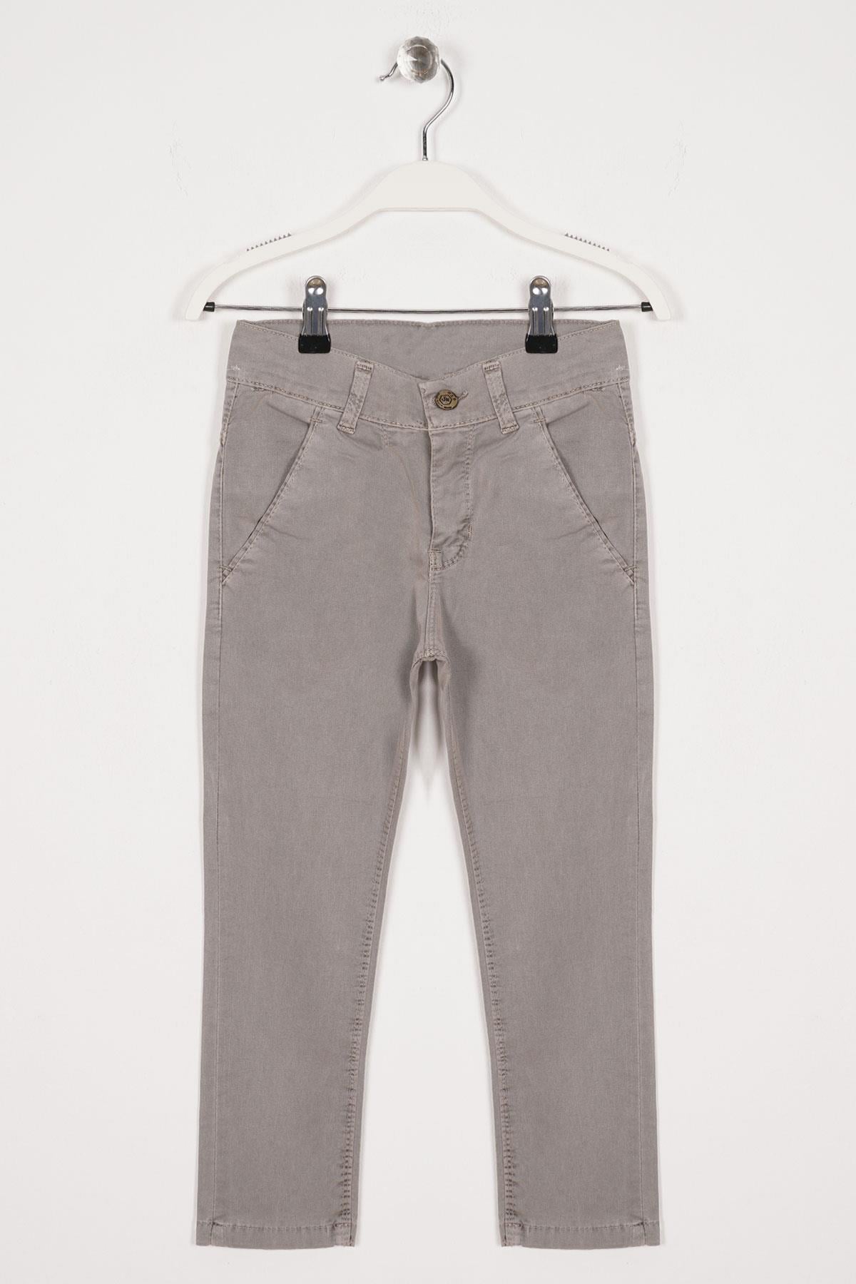 Slim Fit Bej Renk Erkek Çocuk Gabardin Pantolon