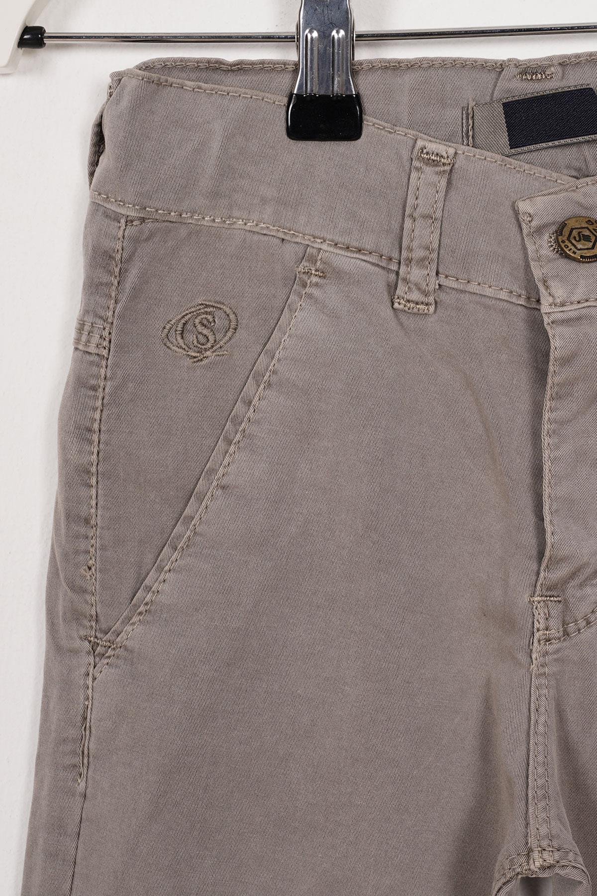 Slim Fit Bej Renk Erkek Çocuk Gabardin Pantolon