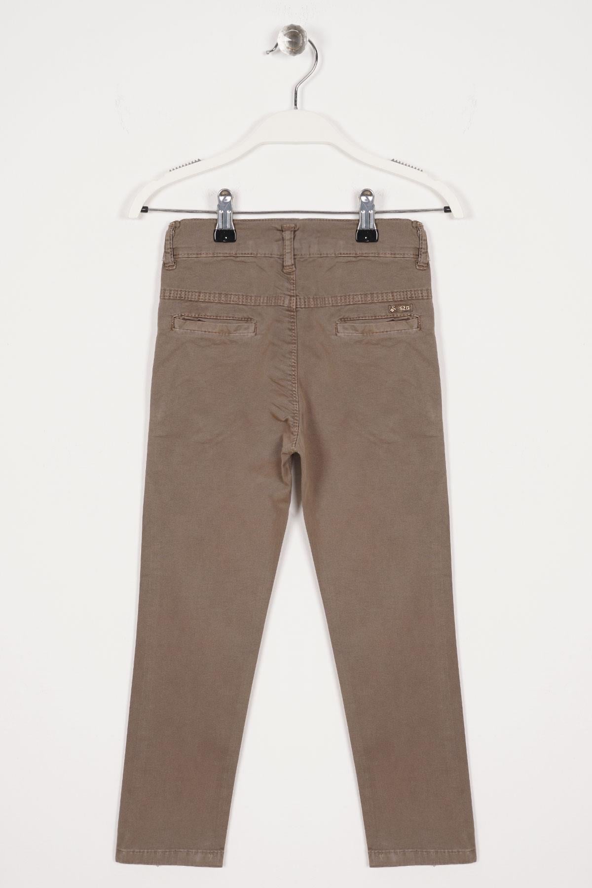 Slim Fit Toprak Renk Erkek Çocuk Gabardin Pantolon