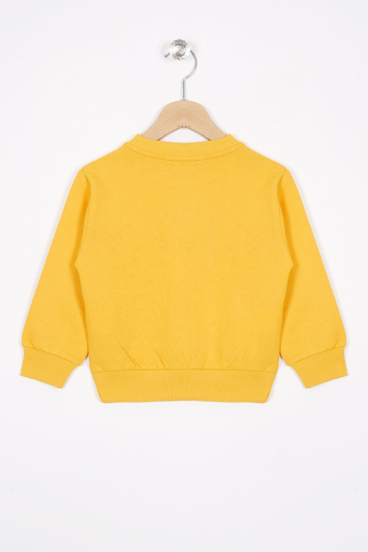 Basket Topu Nakışlı Koyu Hardal Renk Erkek Çocuk Sweatshirt