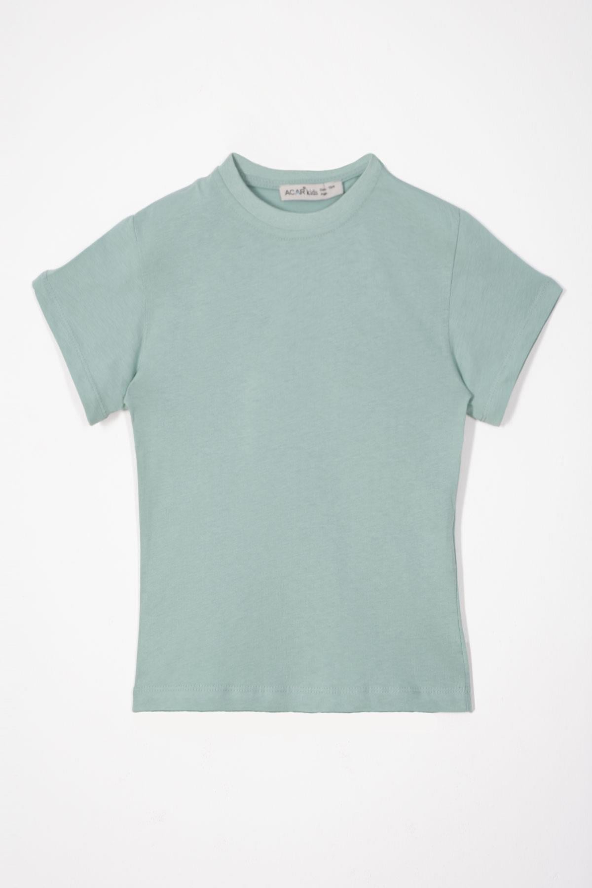 Bisiklet Yaka Çağla Yeşili Renk Erkek Çocuk Tshirt