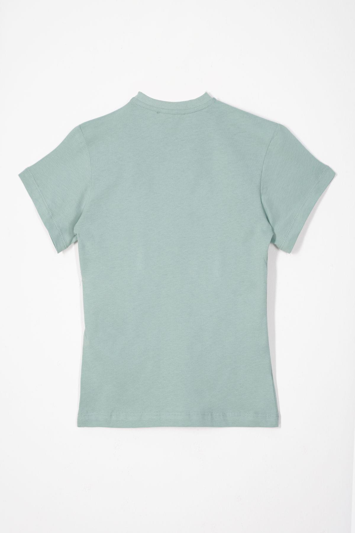 Bisiklet Yaka Çağla Yeşili Renk Erkek Çocuk Tshirt