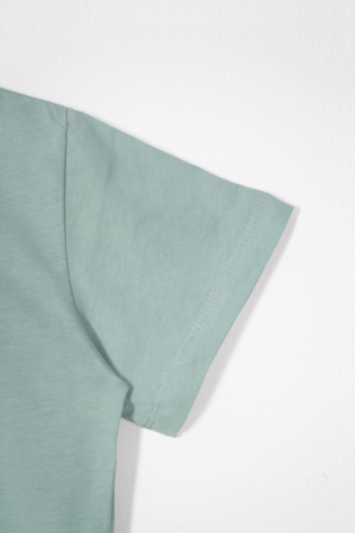 Bisiklet Yaka Çağla Yeşili Renk Erkek Çocuk Tshirt