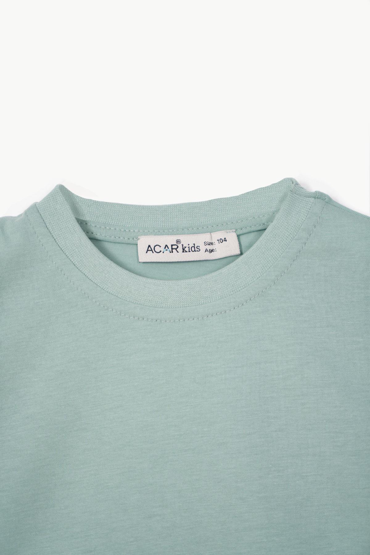 Bisiklet Yaka Çağla Yeşili Renk Erkek Çocuk Tshirt