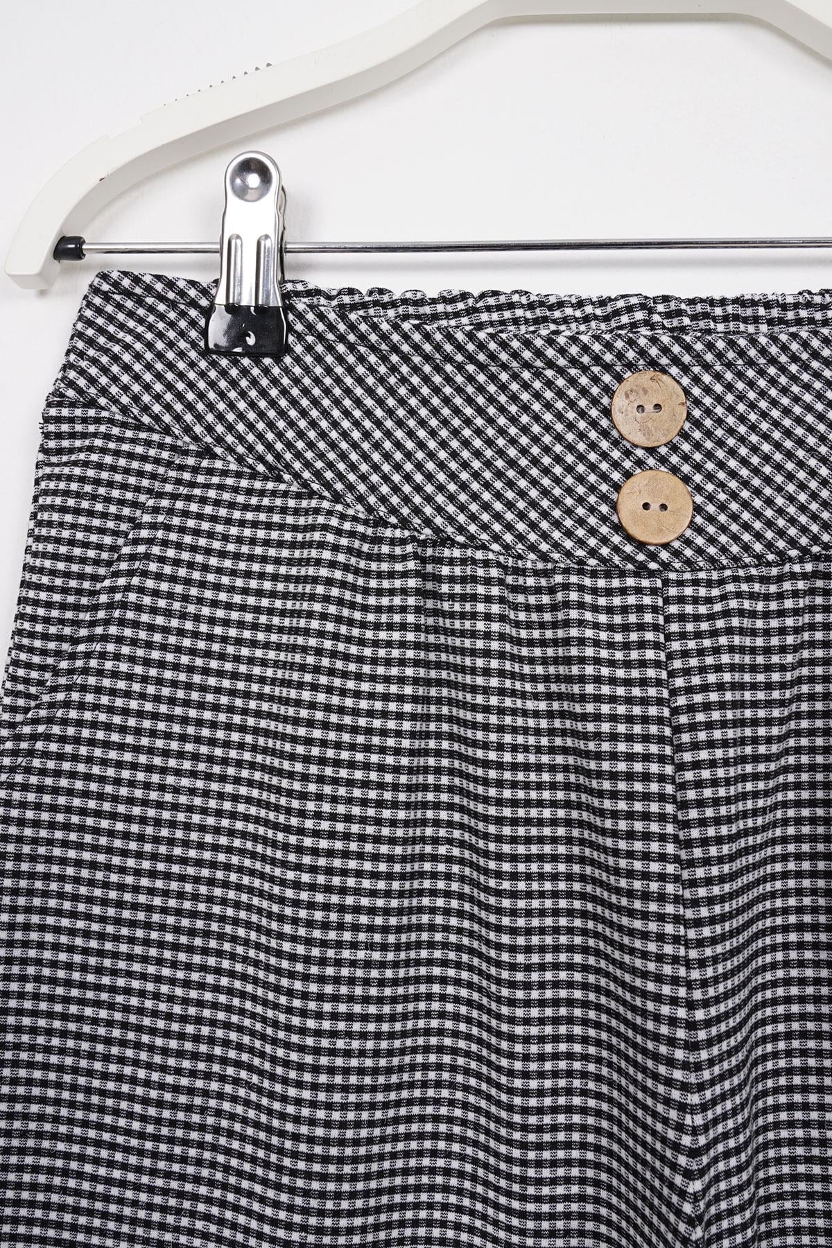 Bisiklet Yaka Kısa Kol Pötikare Detaylı Siyah Renk Kız Çocuk Pantolon Takım