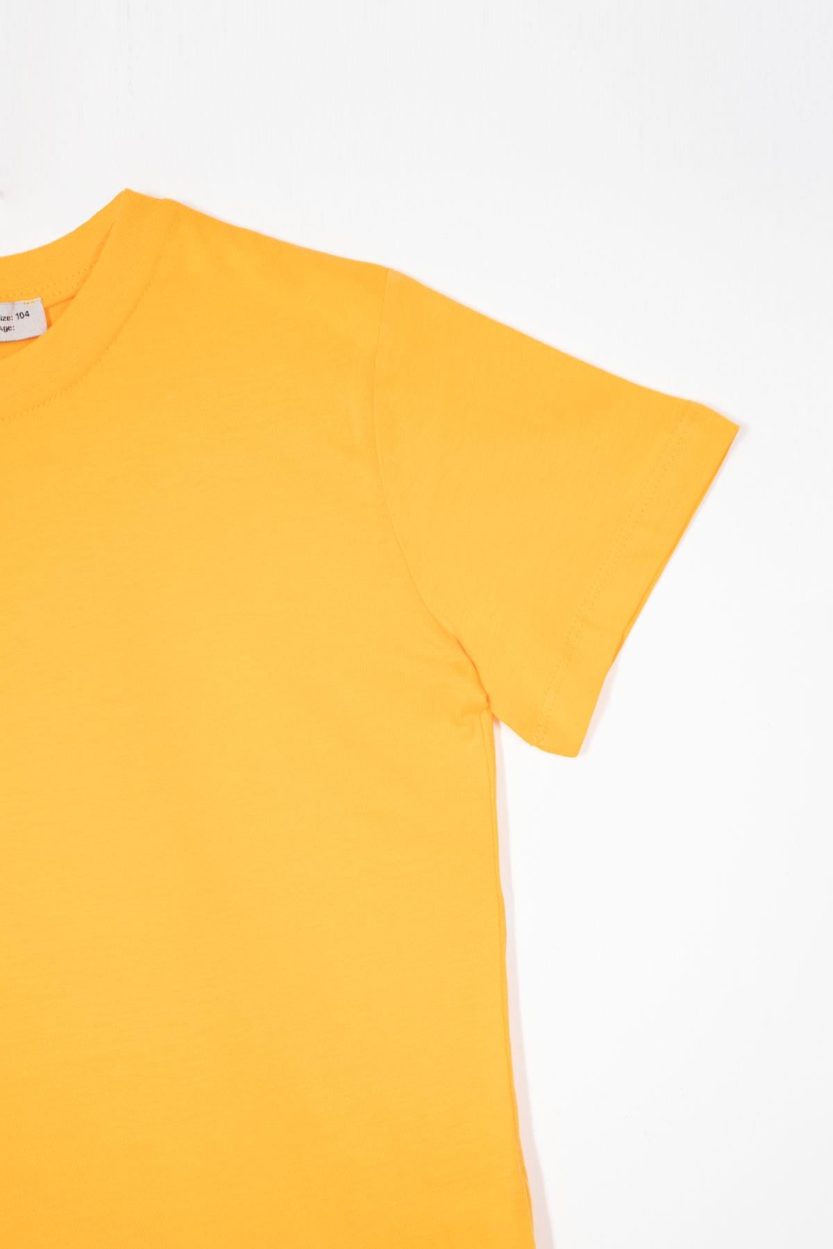 Bisiklet Yaka Koyu Sarı Renk Erkek Çocuk Tshirt